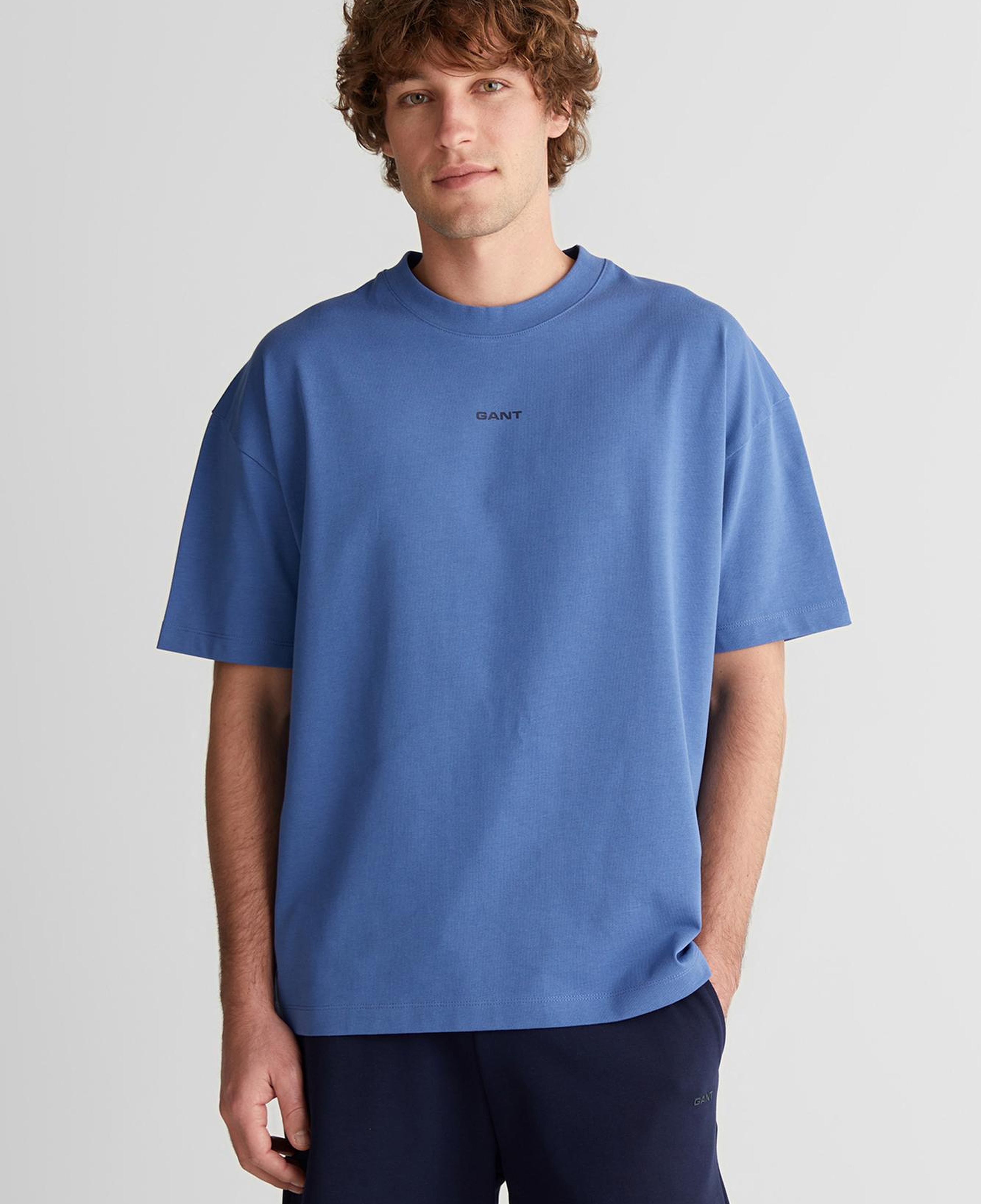 GANT Erkek Mavi Baskılı Kısa Kollu T-Shirt