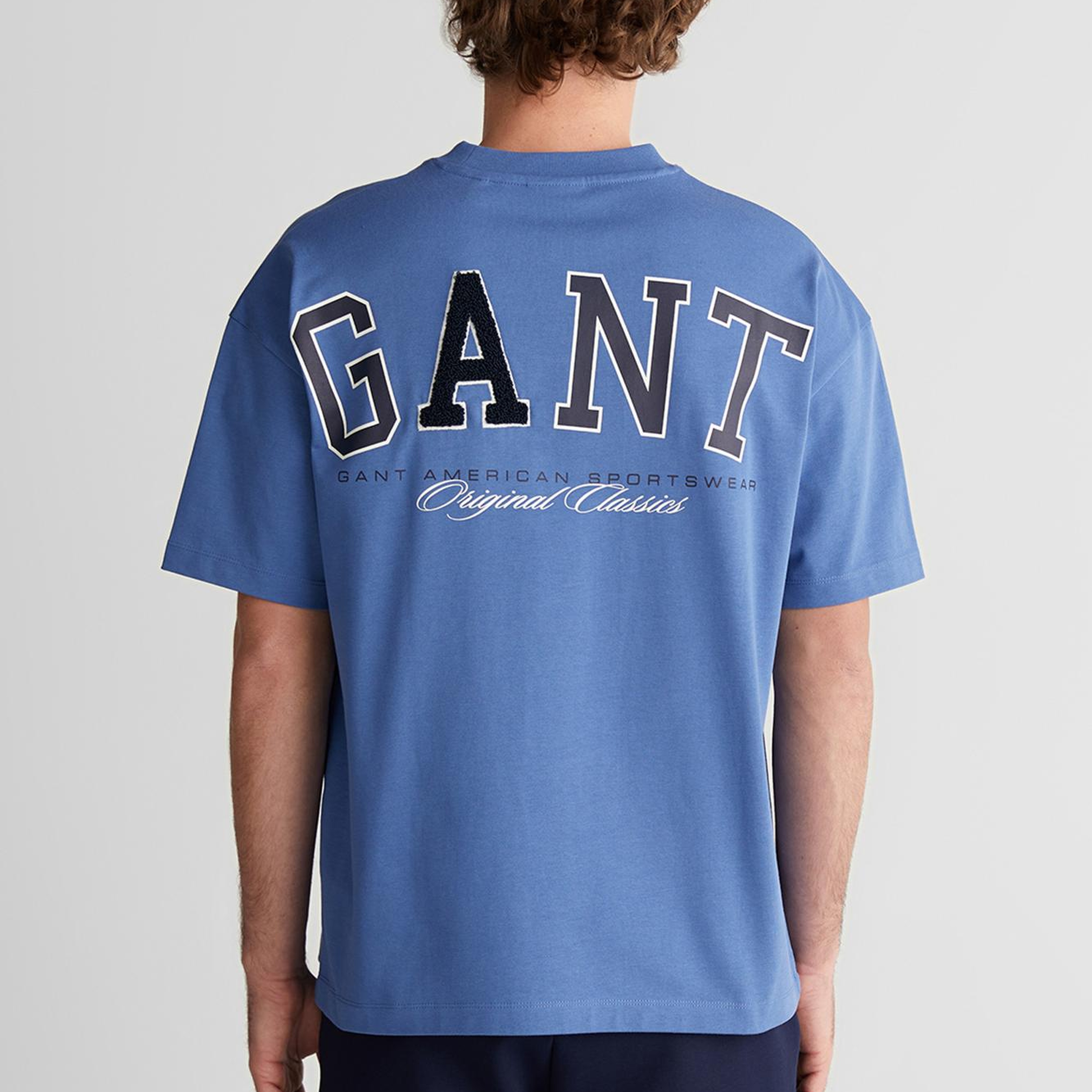 GANT Erkek Mavi Baskılı Kısa Kollu T-Shirt