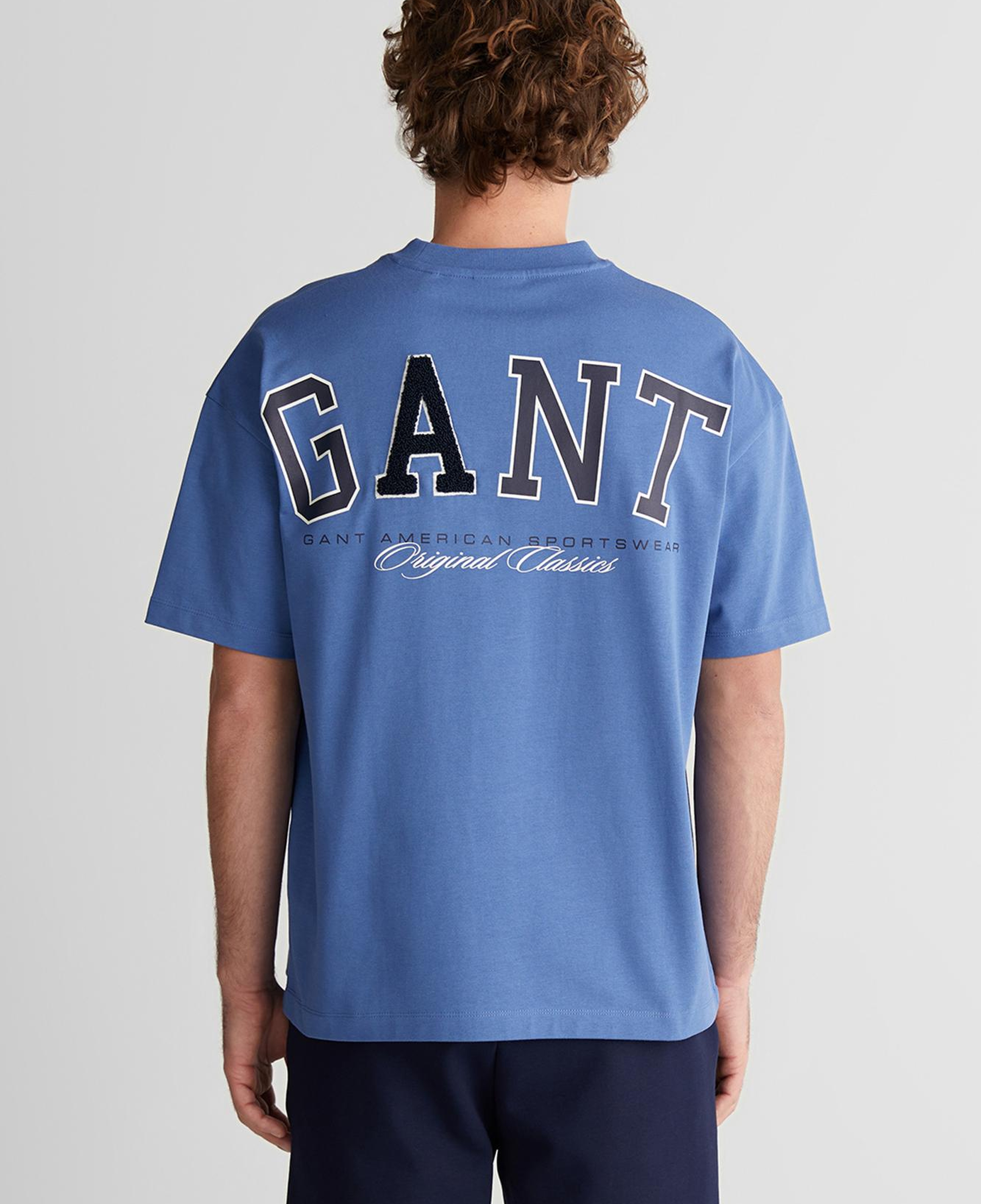 GANT Erkek Mavi Baskılı Kısa Kollu T-Shirt