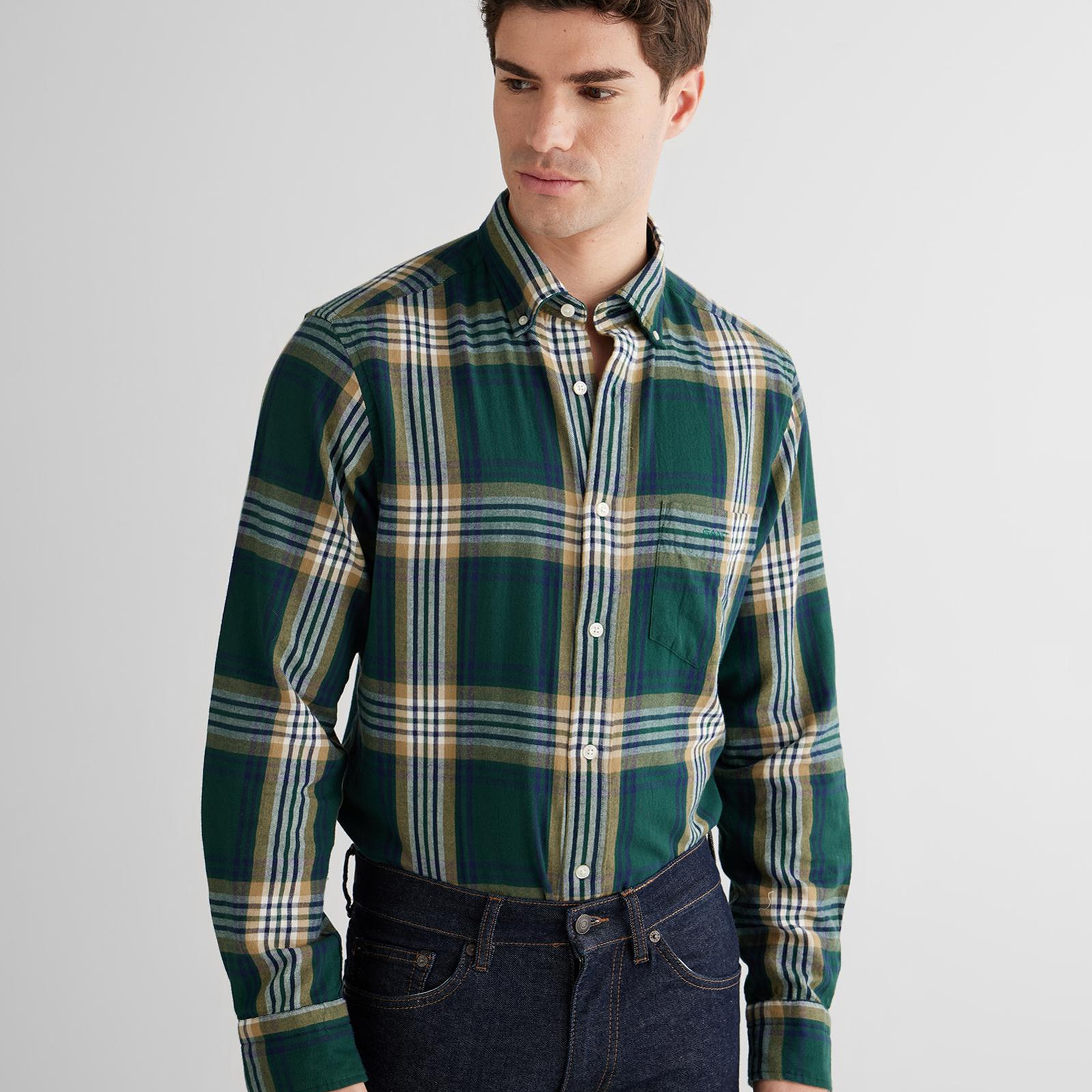 GANT Erkek Yeşil Regular Fit Düğmeli Gömlek