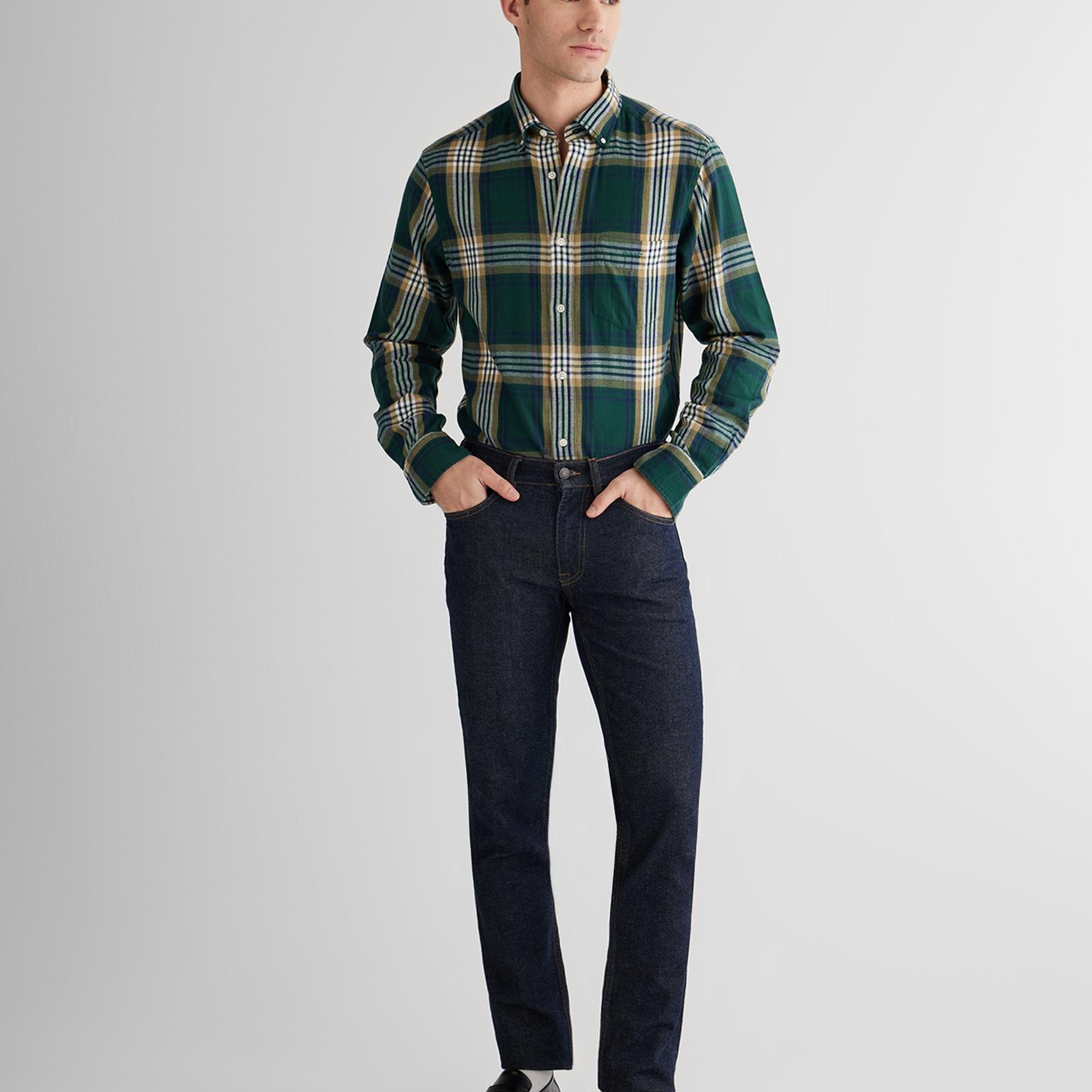 GANT Erkek Yeşil Regular Fit Düğmeli Gömlek