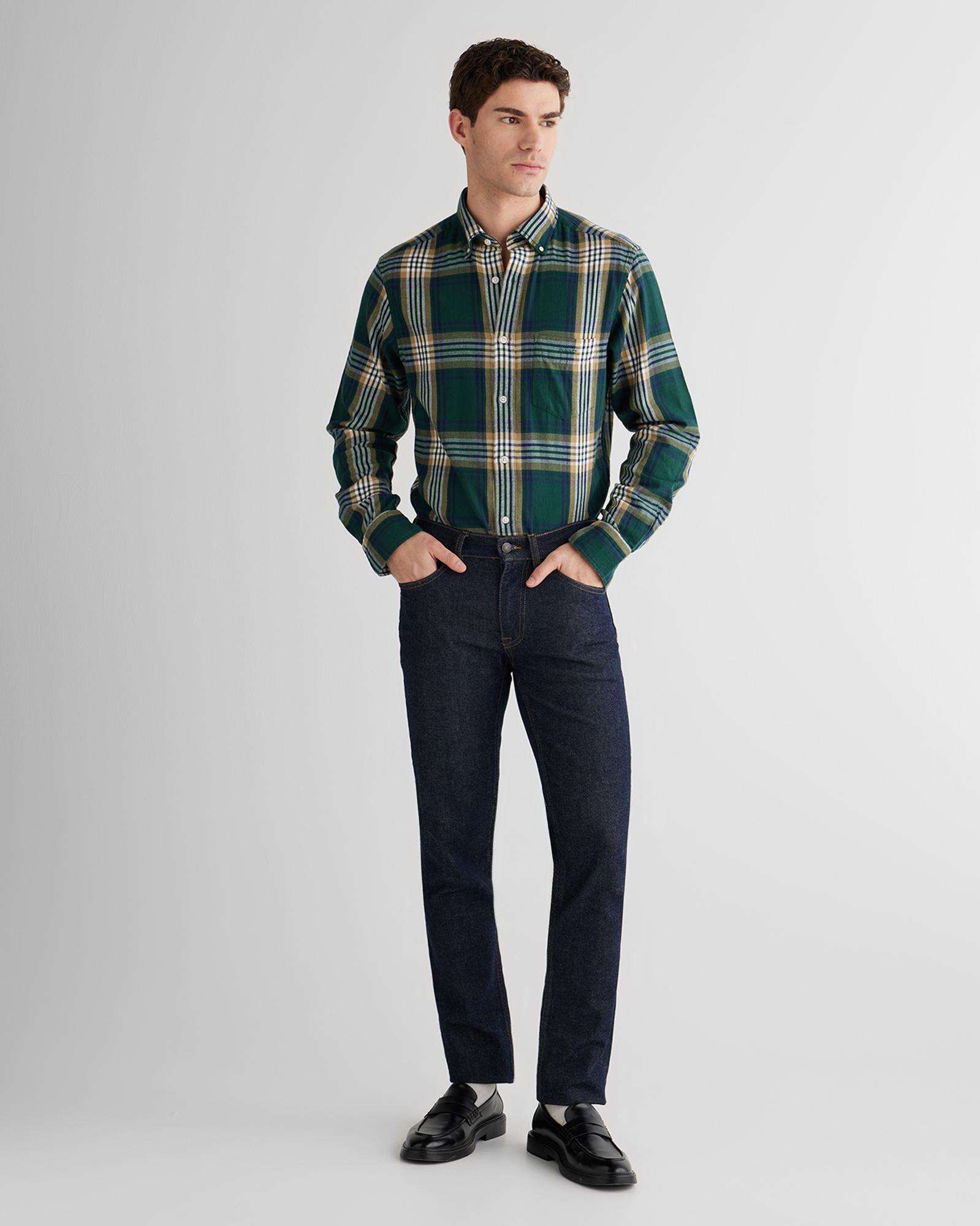 GANT Erkek Yeşil Regular Fit Düğmeli Gömlek