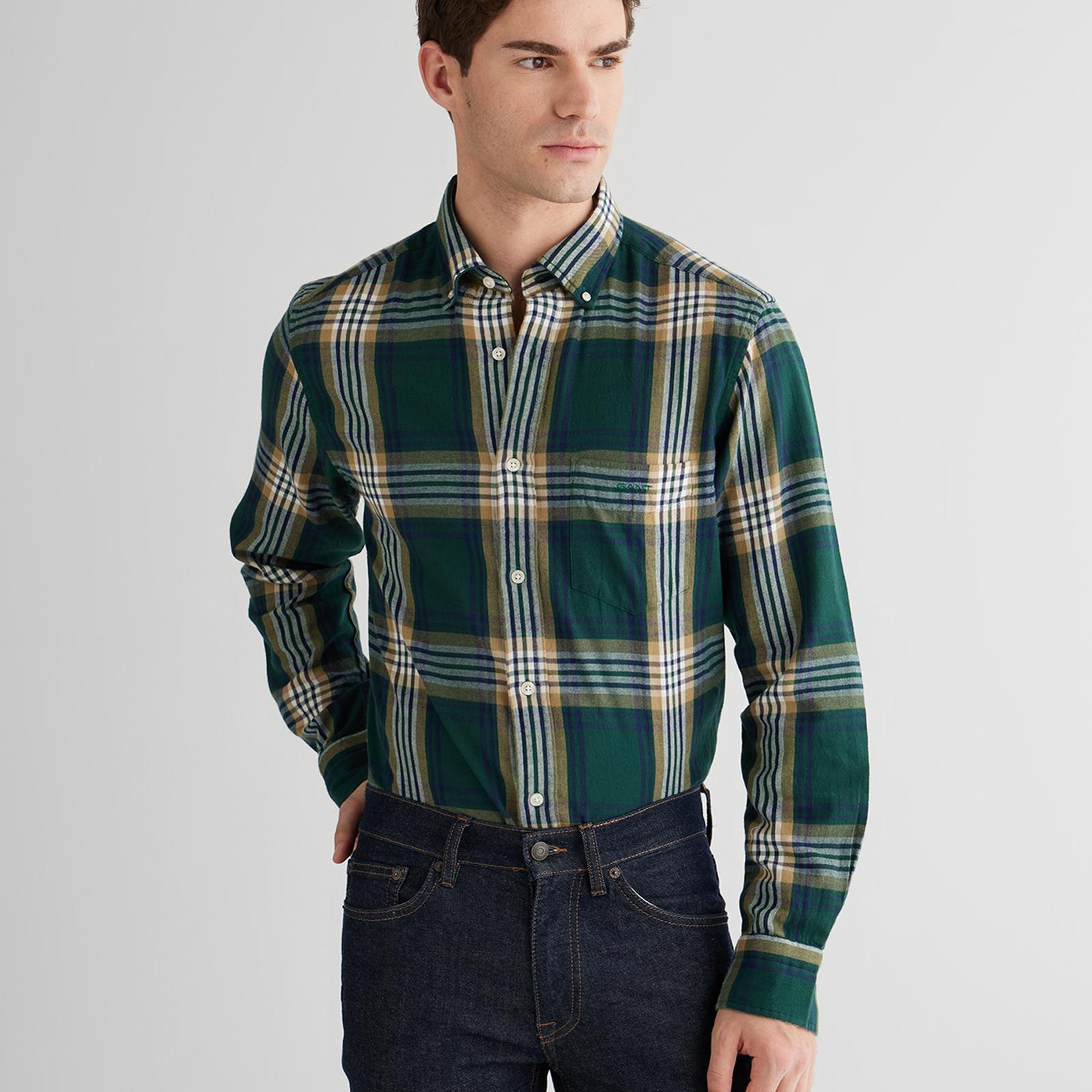 GANT Erkek Yeşil Regular Fit Düğmeli Gömlek