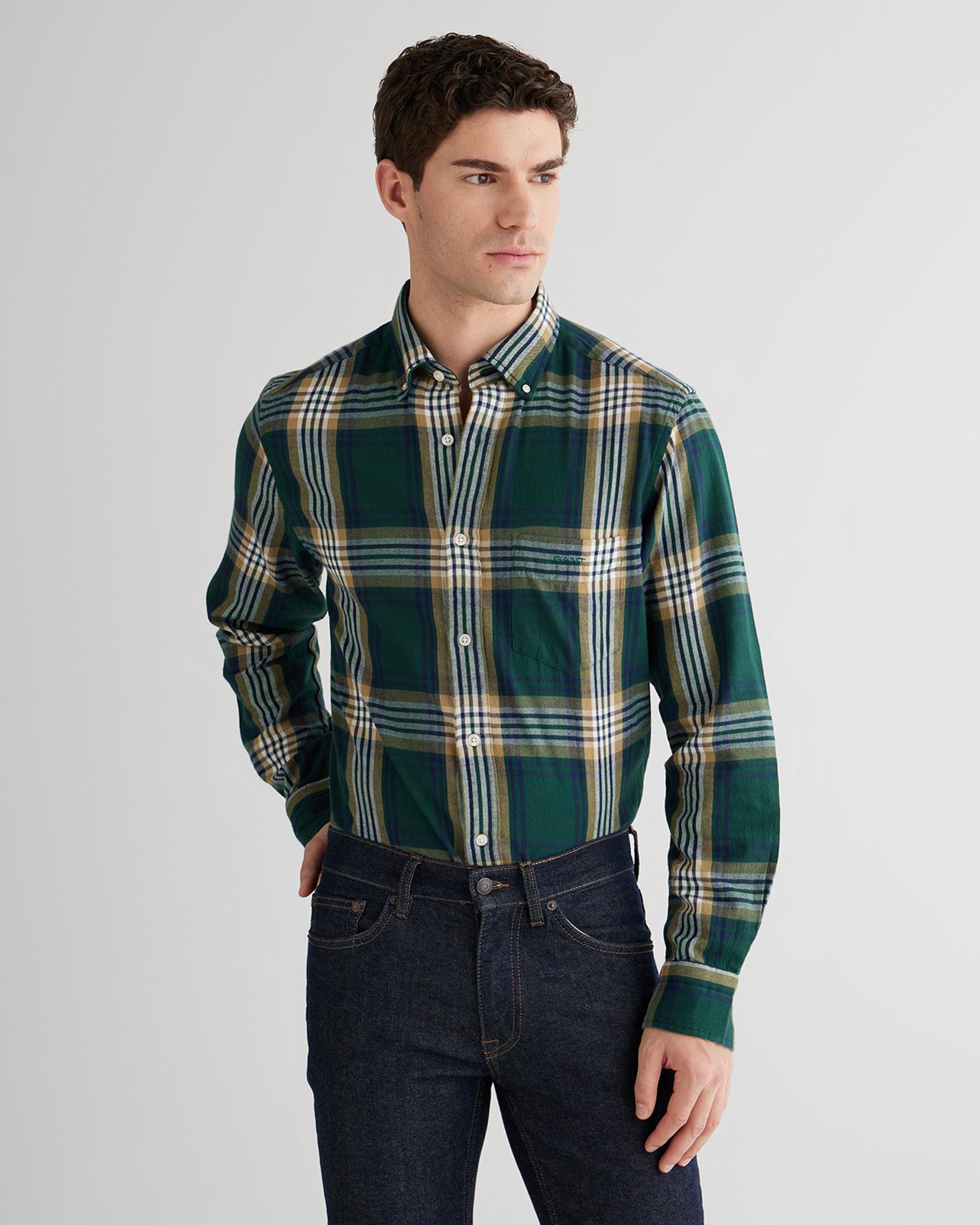 GANT Erkek Yeşil Regular Fit Düğmeli Gömlek