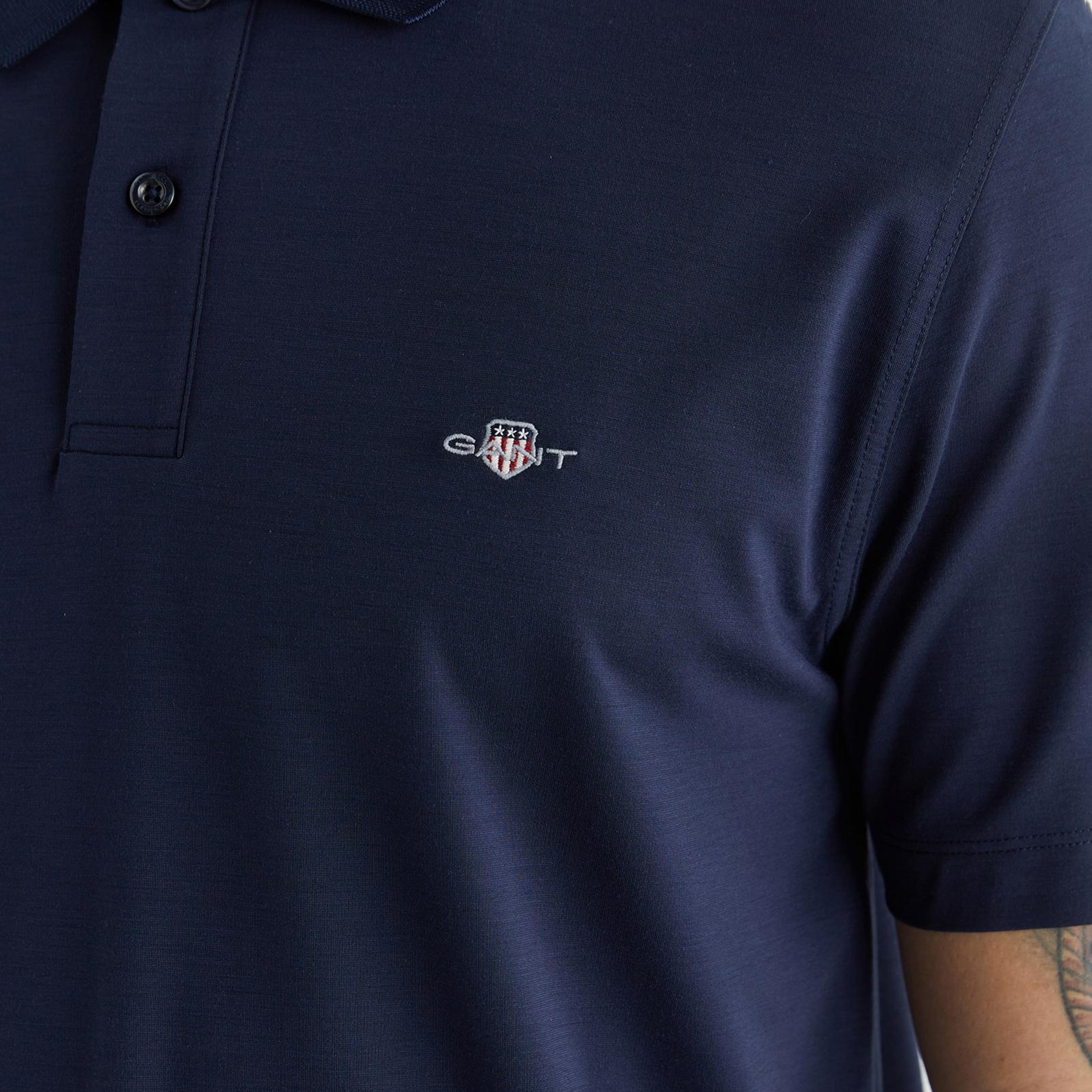 GANT Erkek Lacivert Regular Fit Logolu Polo Yaka T-Shirt
