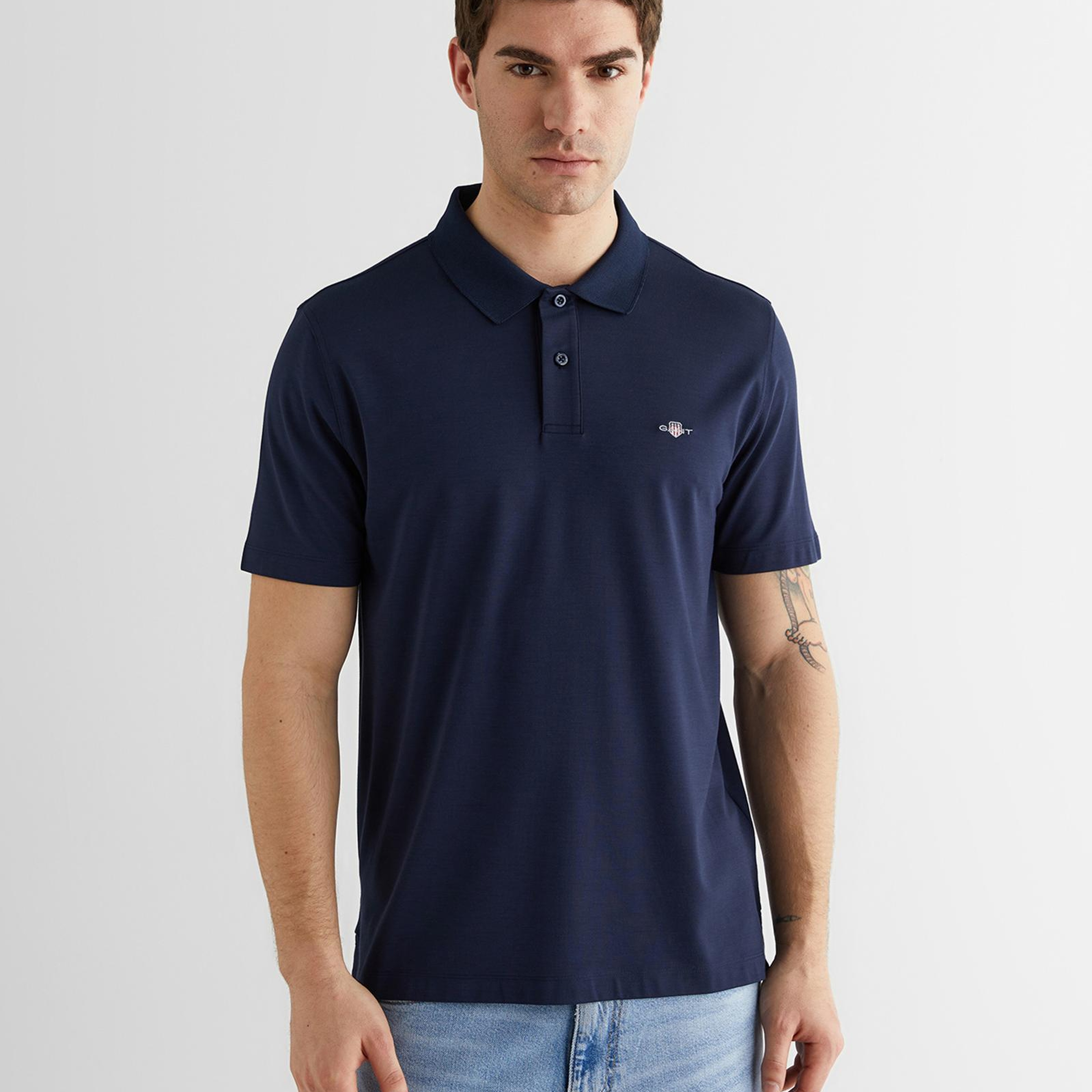 GANT Erkek Lacivert Regular Fit Logolu Polo Yaka T-Shirt