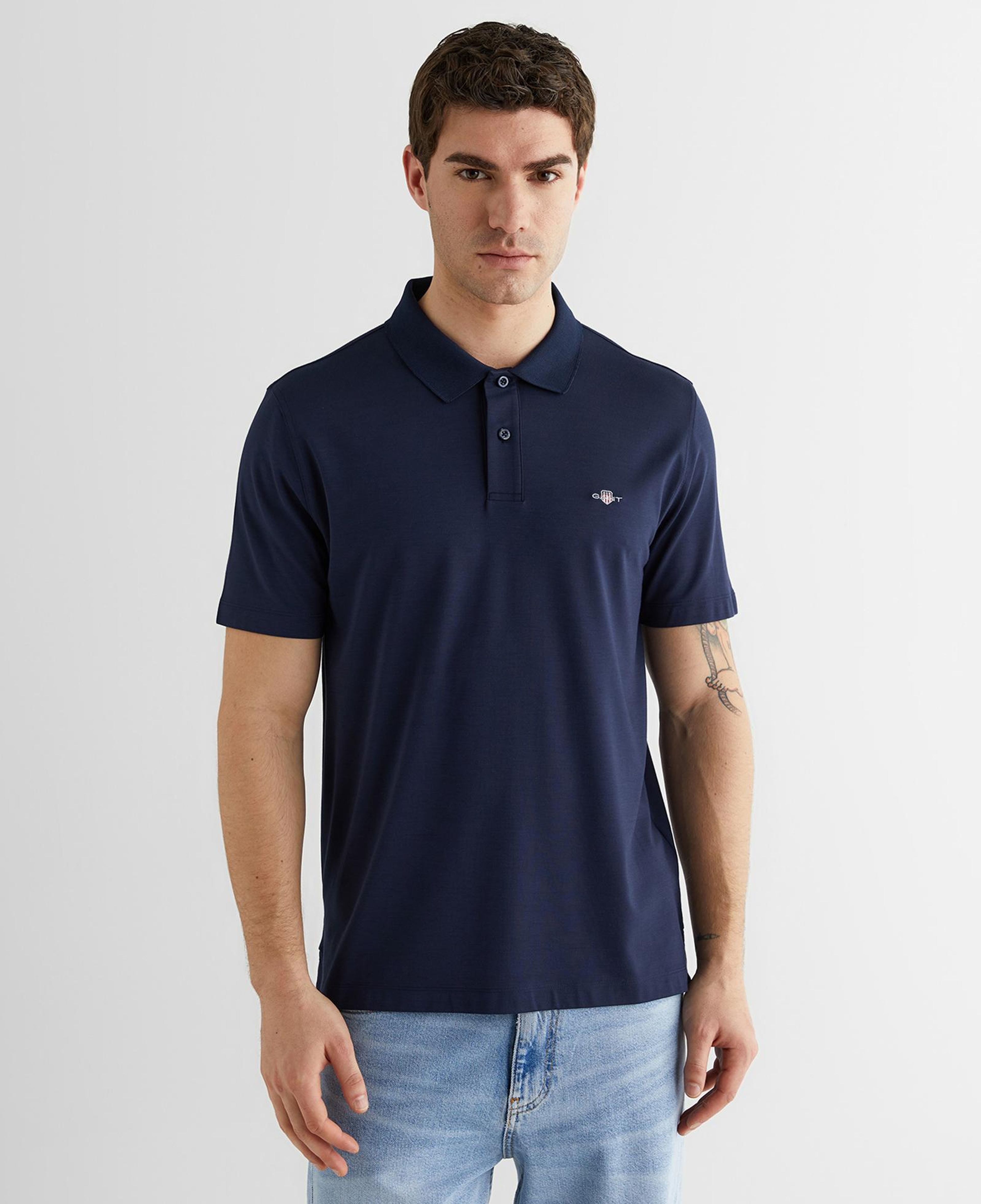 GANT Erkek Lacivert Regular Fit Logolu Polo Yaka T-Shirt