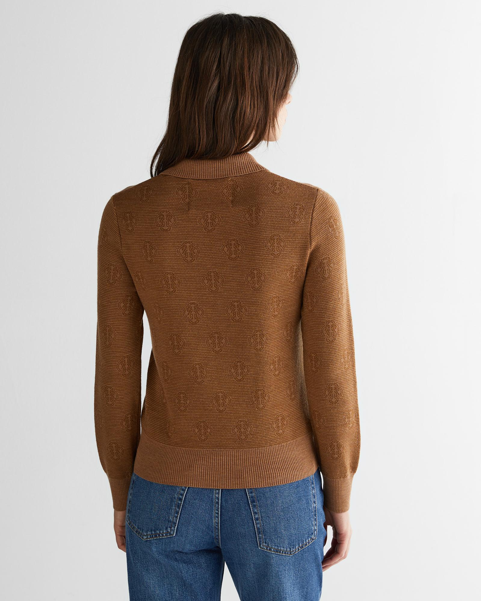 GANT Kadın Kahverengi Regular Fit Polo Yaka Triko