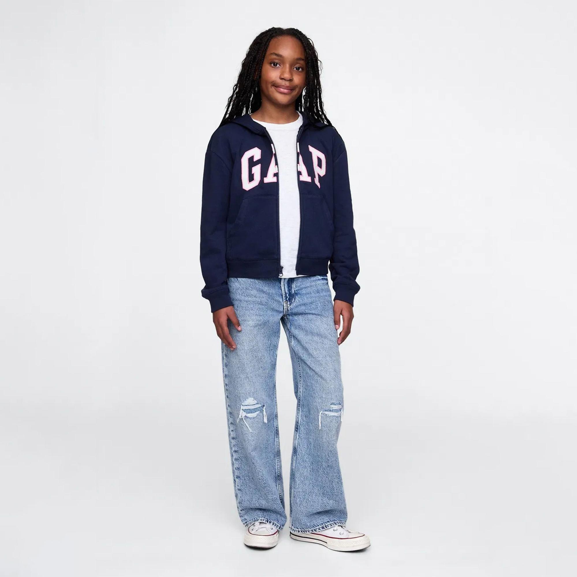 Gap Logo Relaxed Fit Çocuk Lacivert Sweatshirt