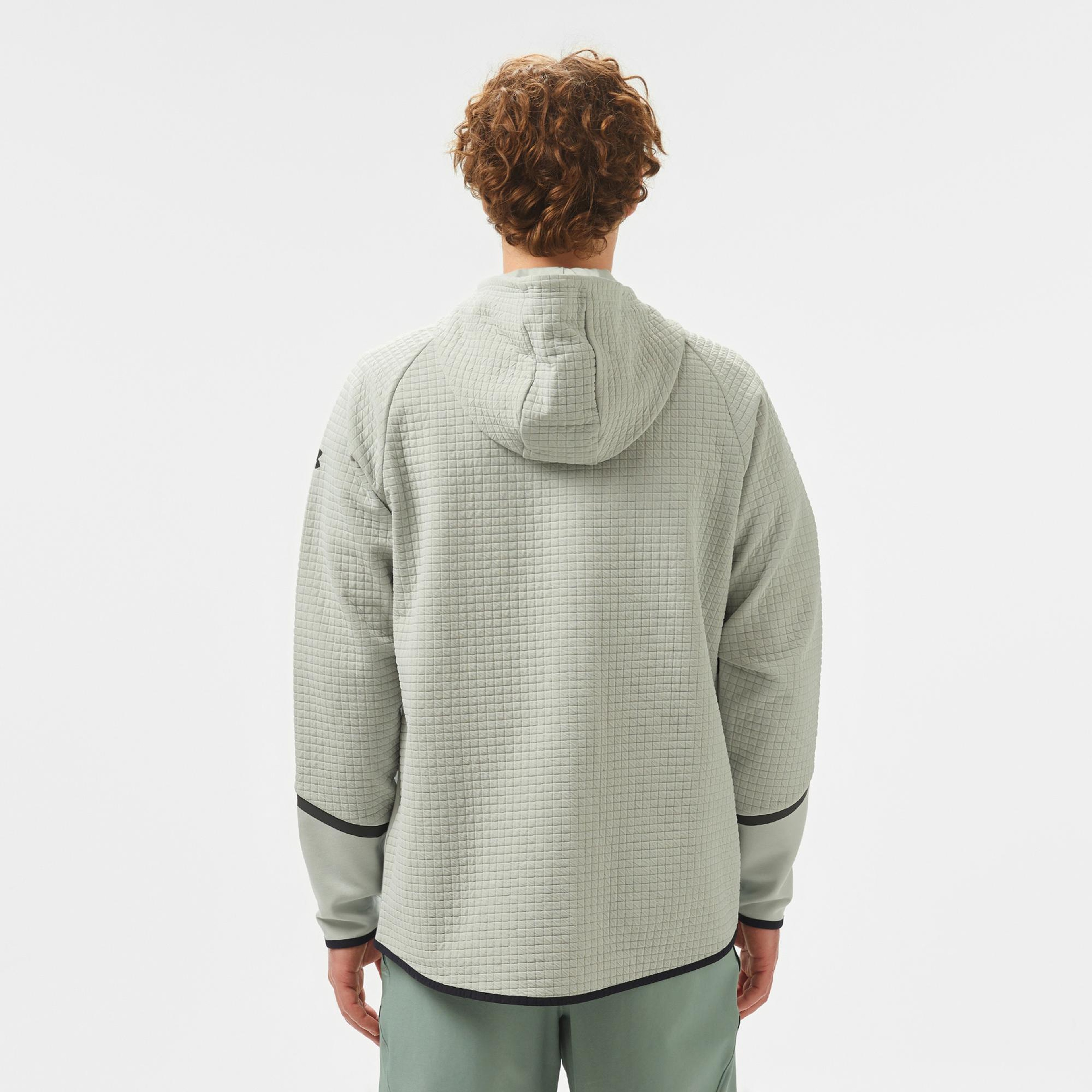 Under Armour Unstoppable Fleece Grid Full Zipped Erkek Gri Sweatshirt