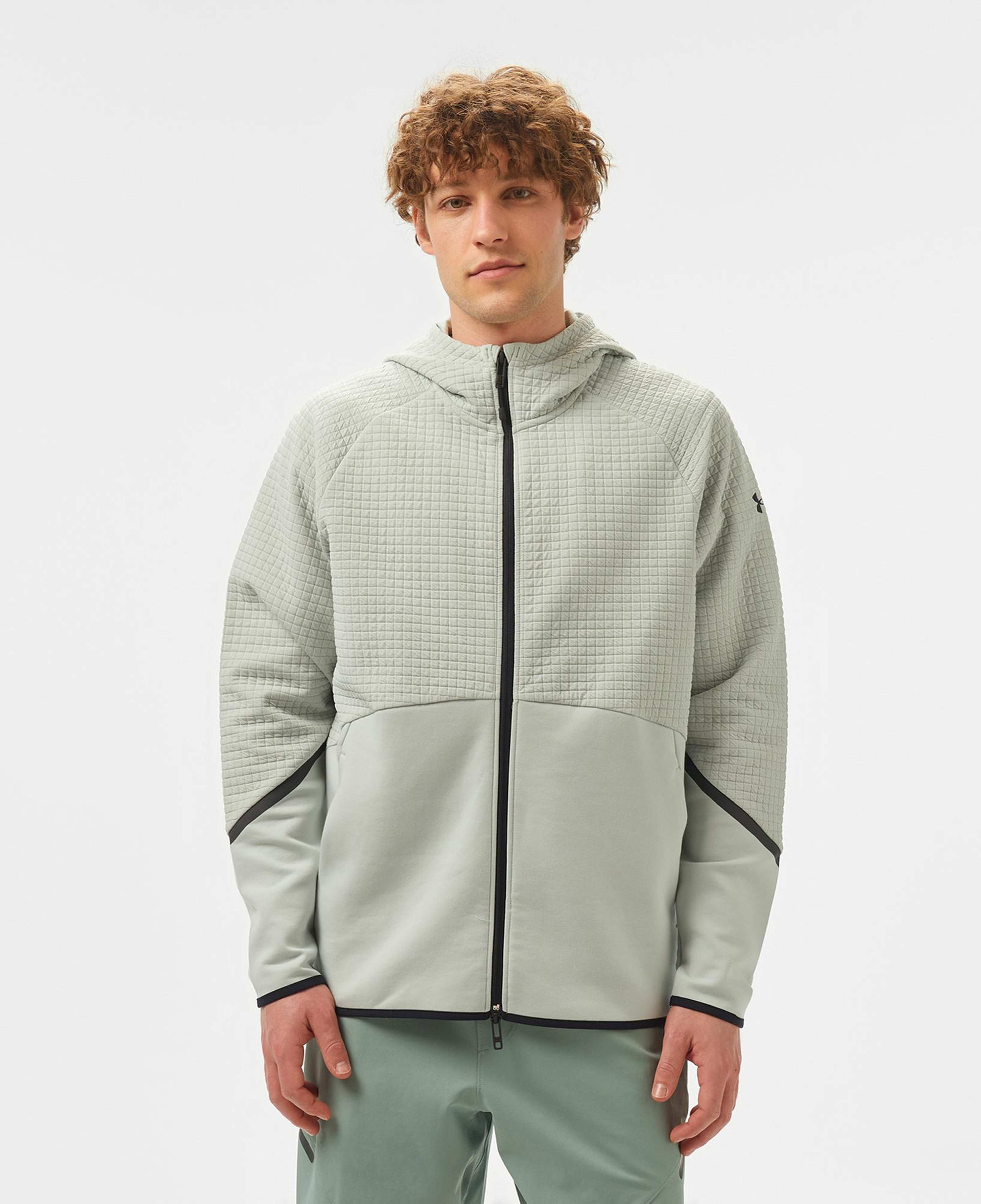 Under Armour Unstoppable Fleece Grid Full Zipped Erkek Gri Sweatshirt
