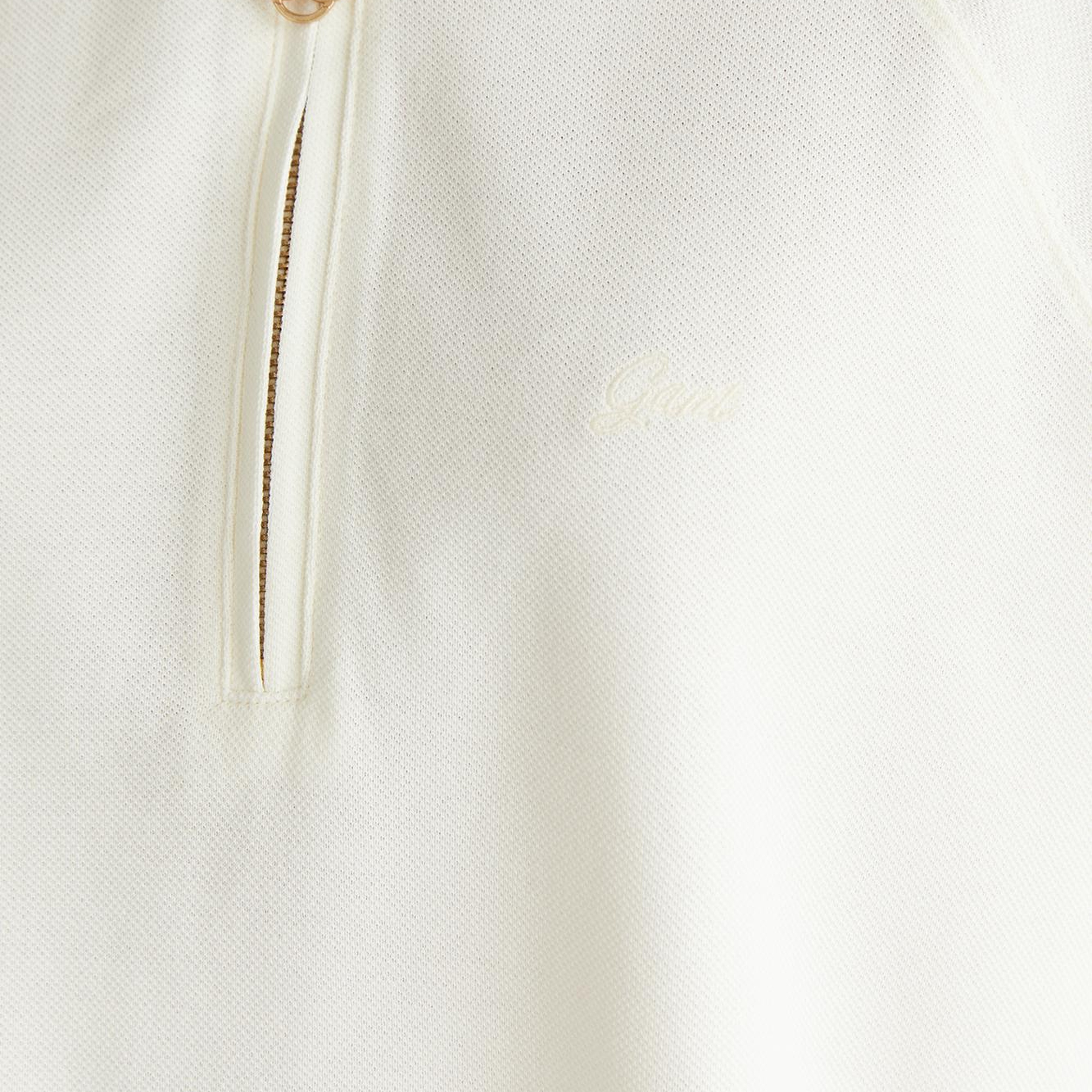 GANT Kadın Krem Regular Fit Yarım Fermuarlı Polo Yaka T-Shirt