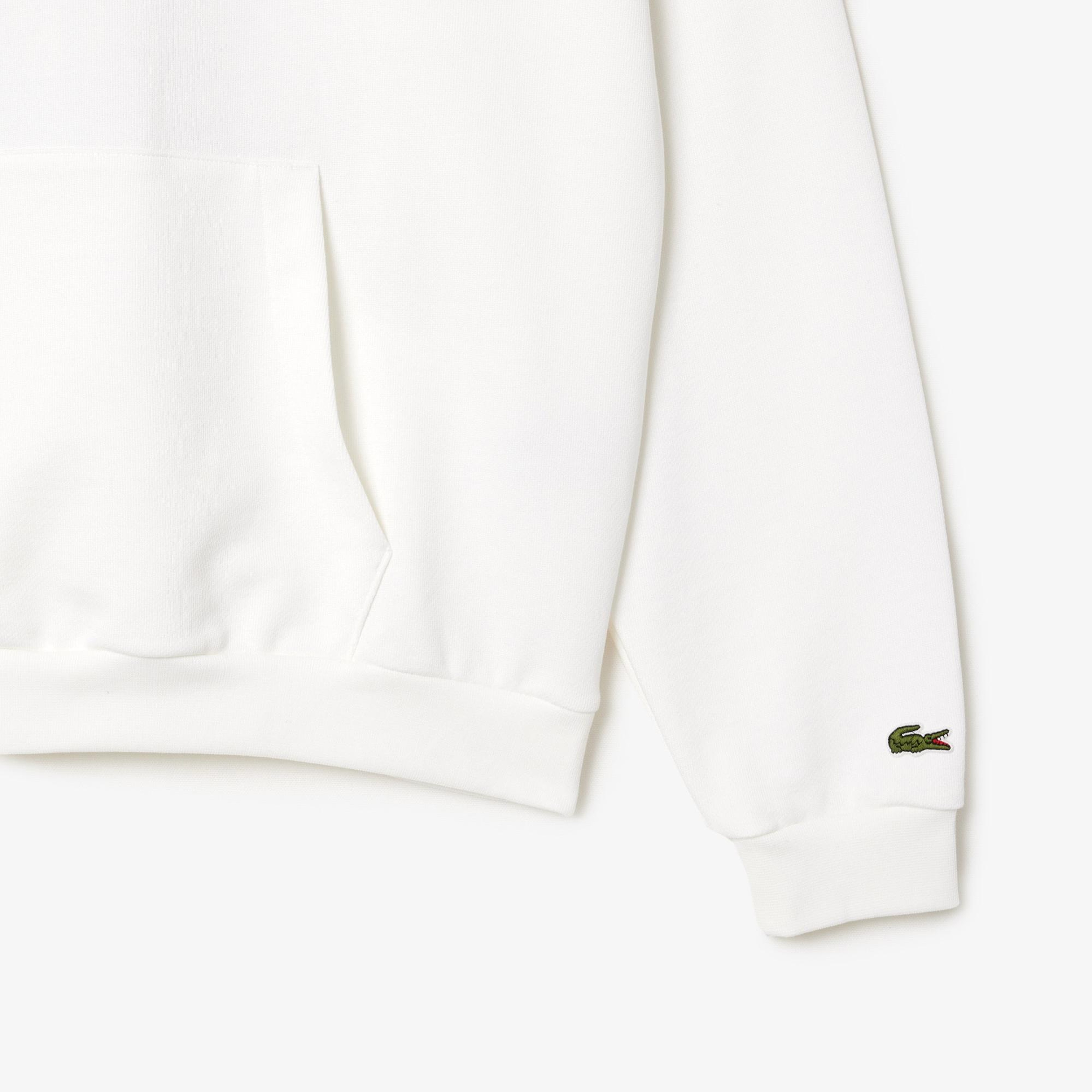 Erkek Loose Fit Kapüşonlu Baskılı Beyaz Sweatshirt