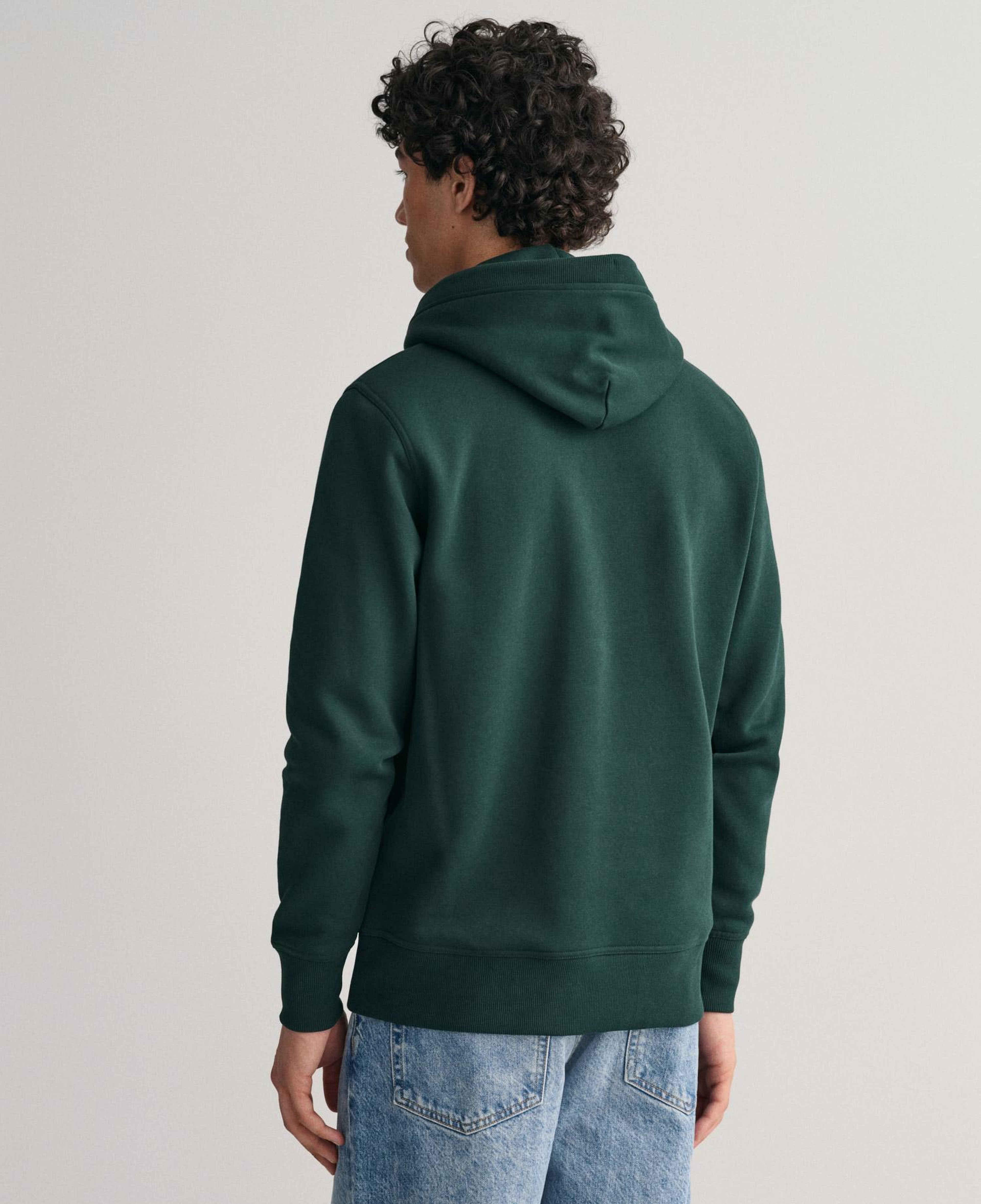 GANT Erkek Yeşil Regular Fit Kapüşonlu Logolu Sweatshirt