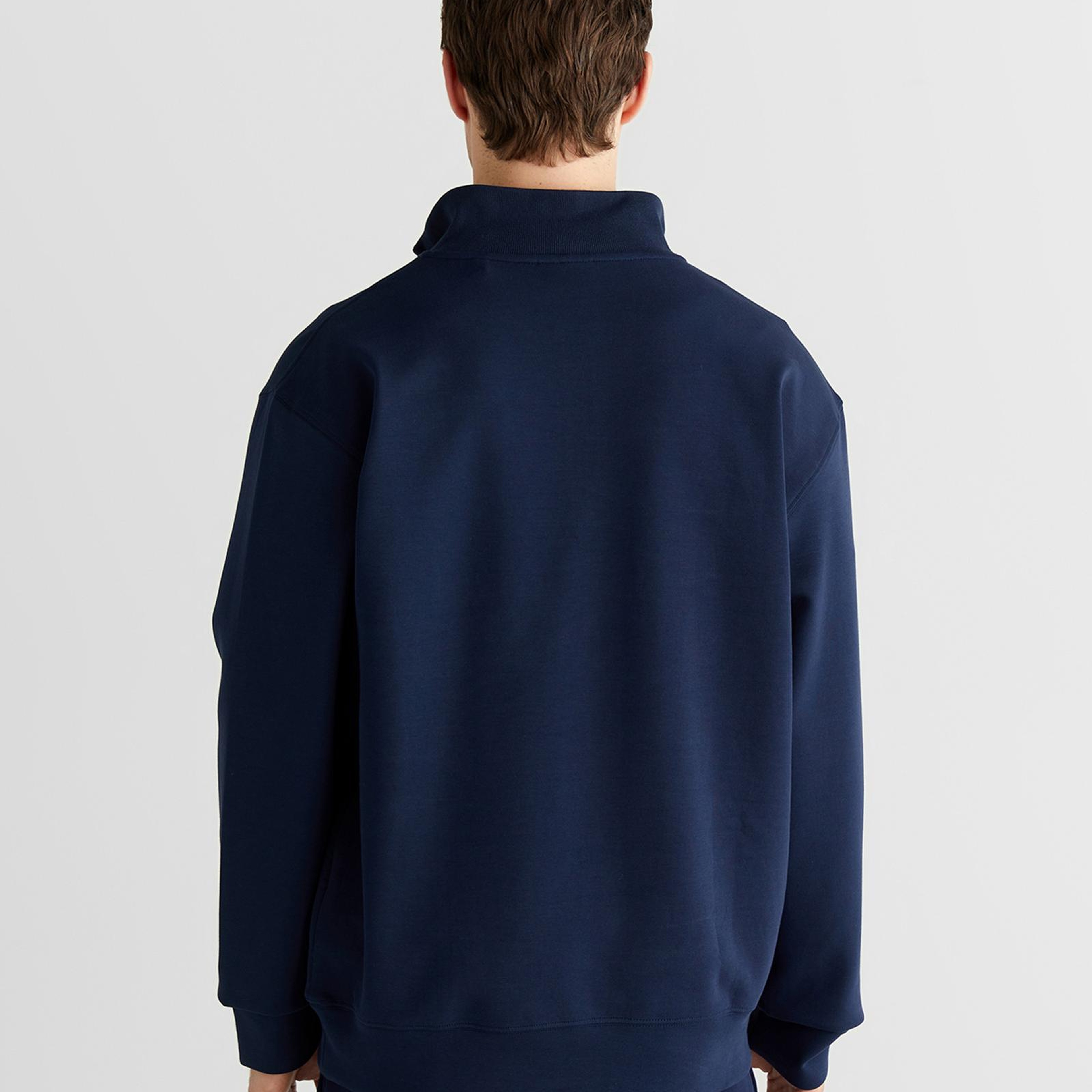 GANT Erkek Lacivert Relaxed Fit Yarım Fermuarlı Sweatshirt