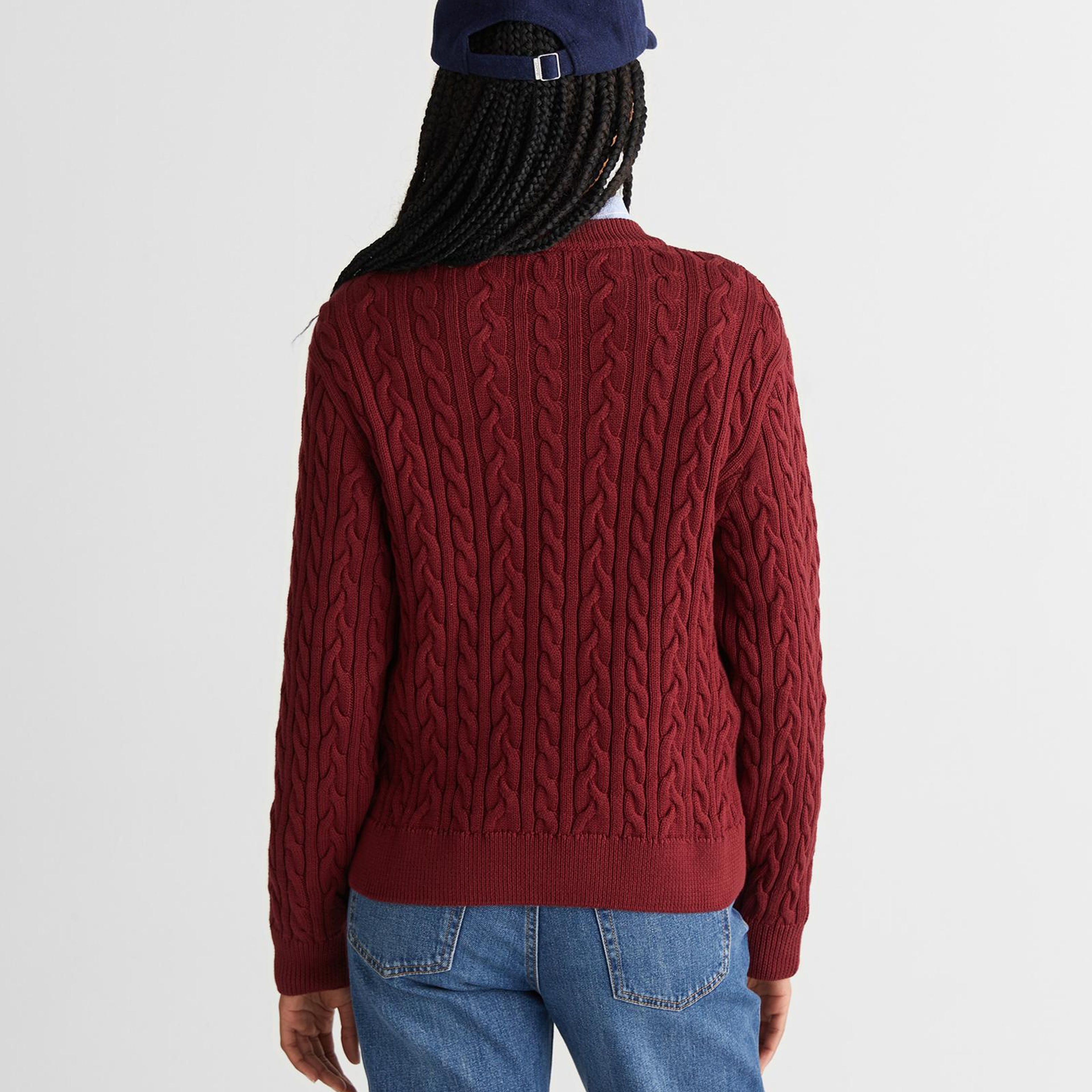 GANT Kadın Bordo Relaxed Fit Bisiklet Yaka Triko