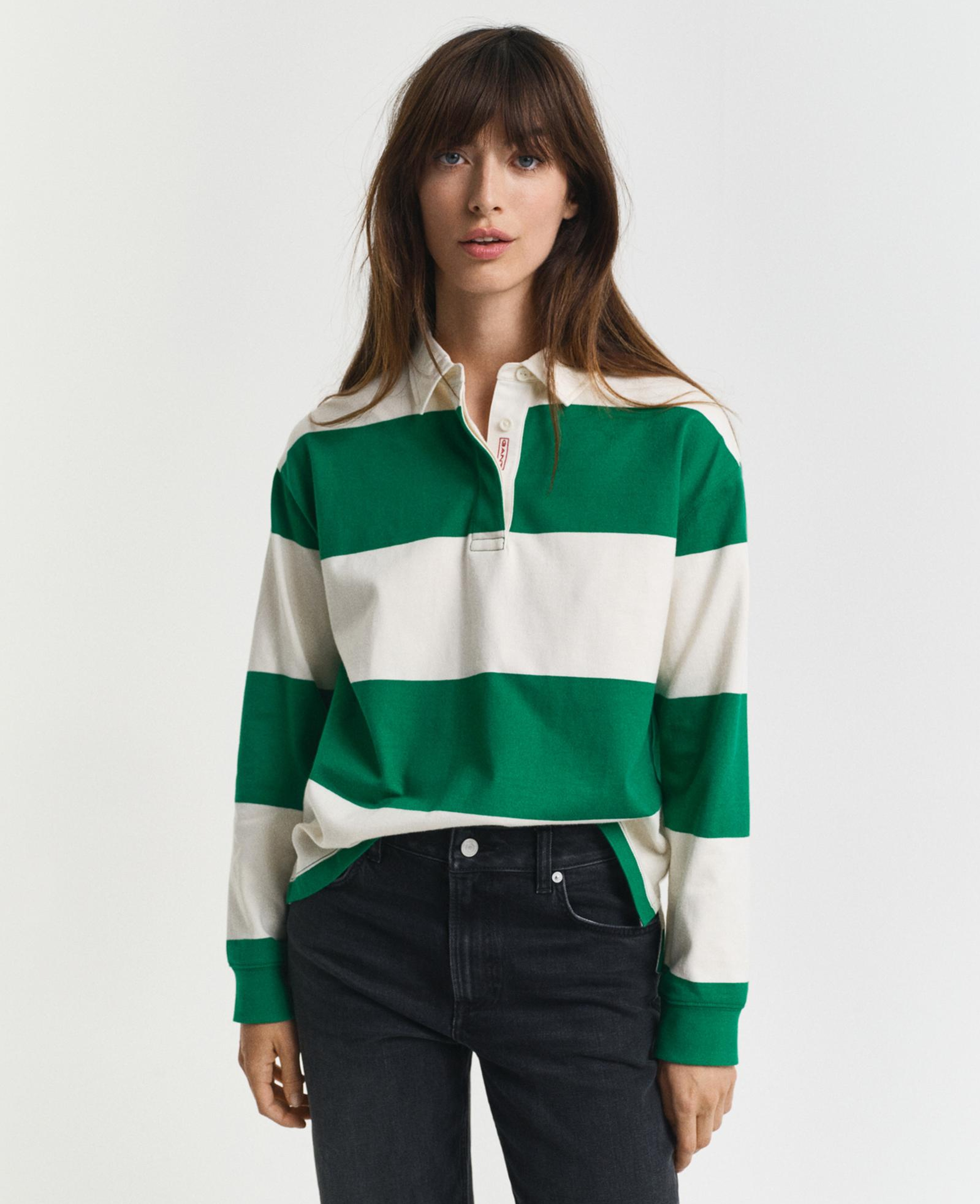 GANT Kadın Yeşil Regular Fit Polo Yaka Rugby T-Shirt