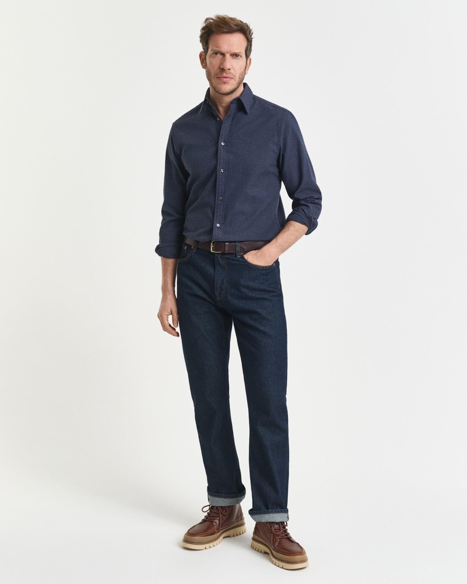 GANT Erkek Beyaz Regular Fit Bisiklet Yaka Gömlek