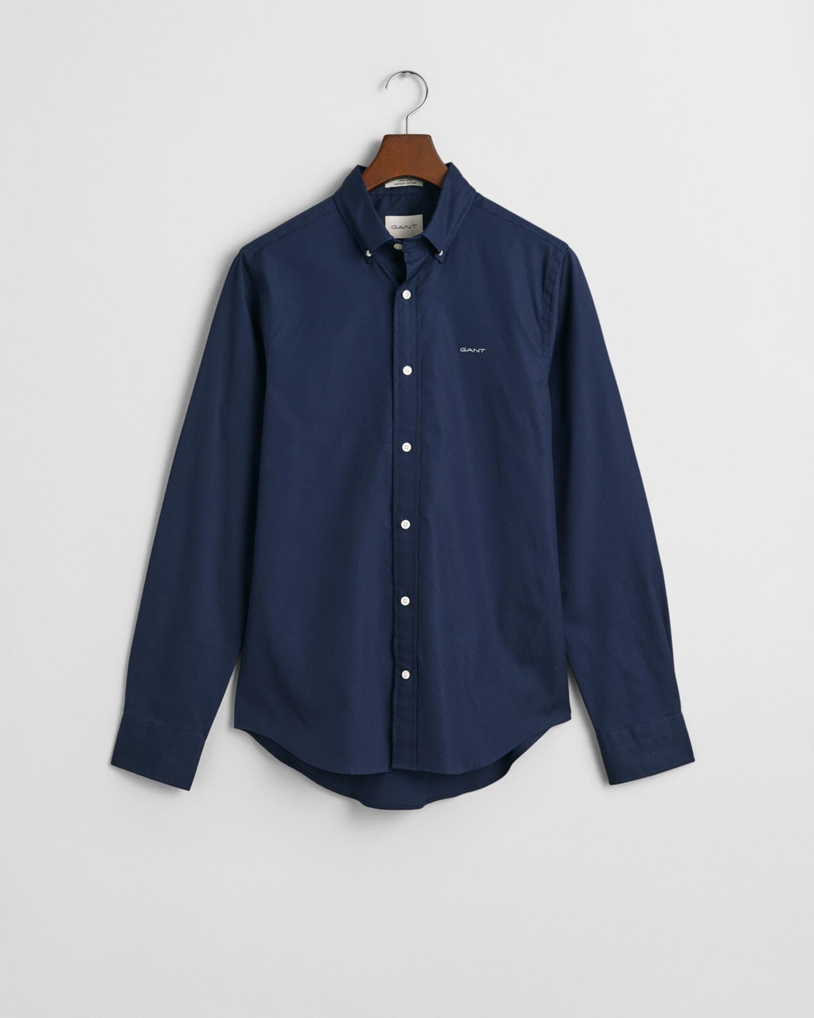 GANT Erkek Siyah Slim Fit Düğmeli Yaka Oxford Gömlek