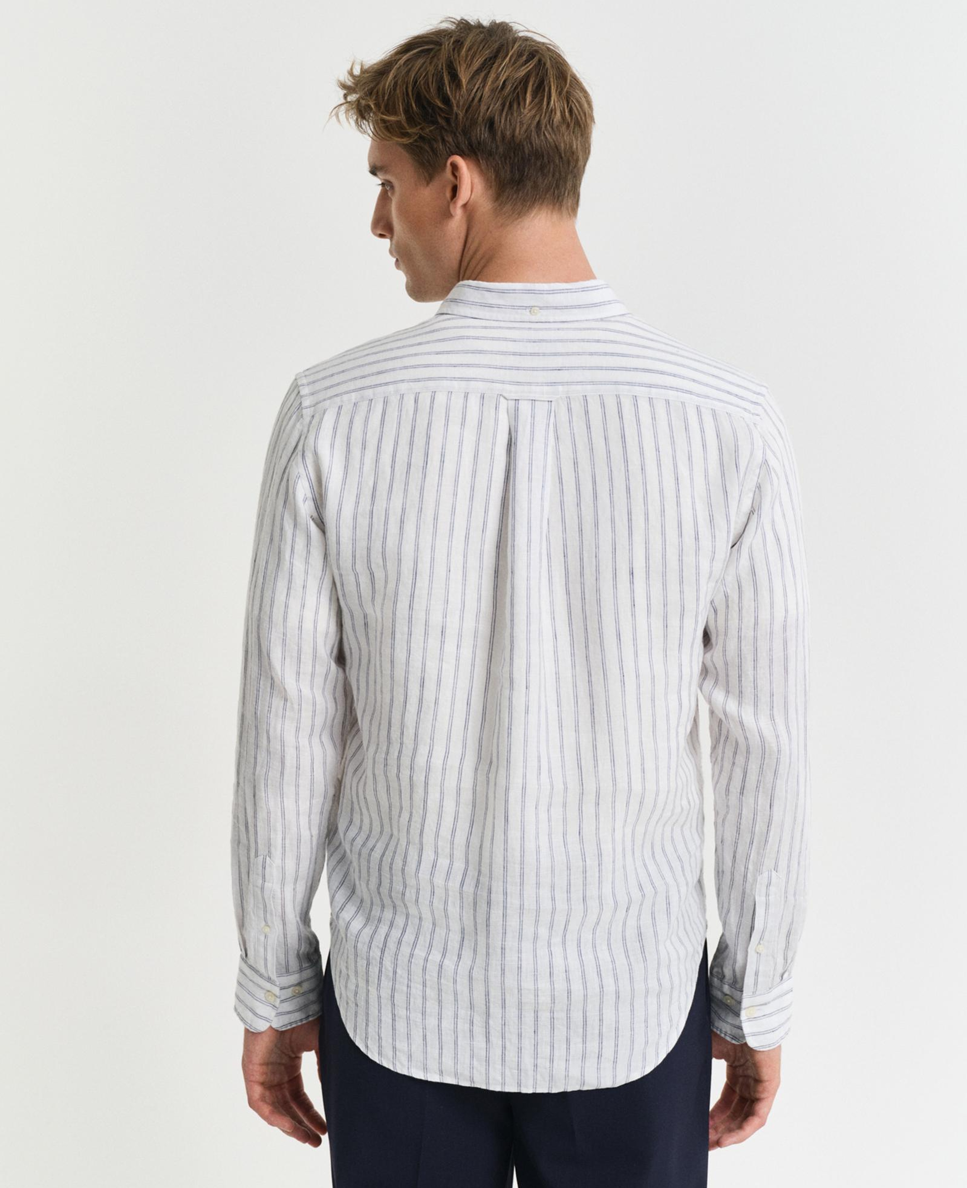 GANT Erkek Beyaz Regular Fit Düğmeli Yaka Çizgili Gömlek