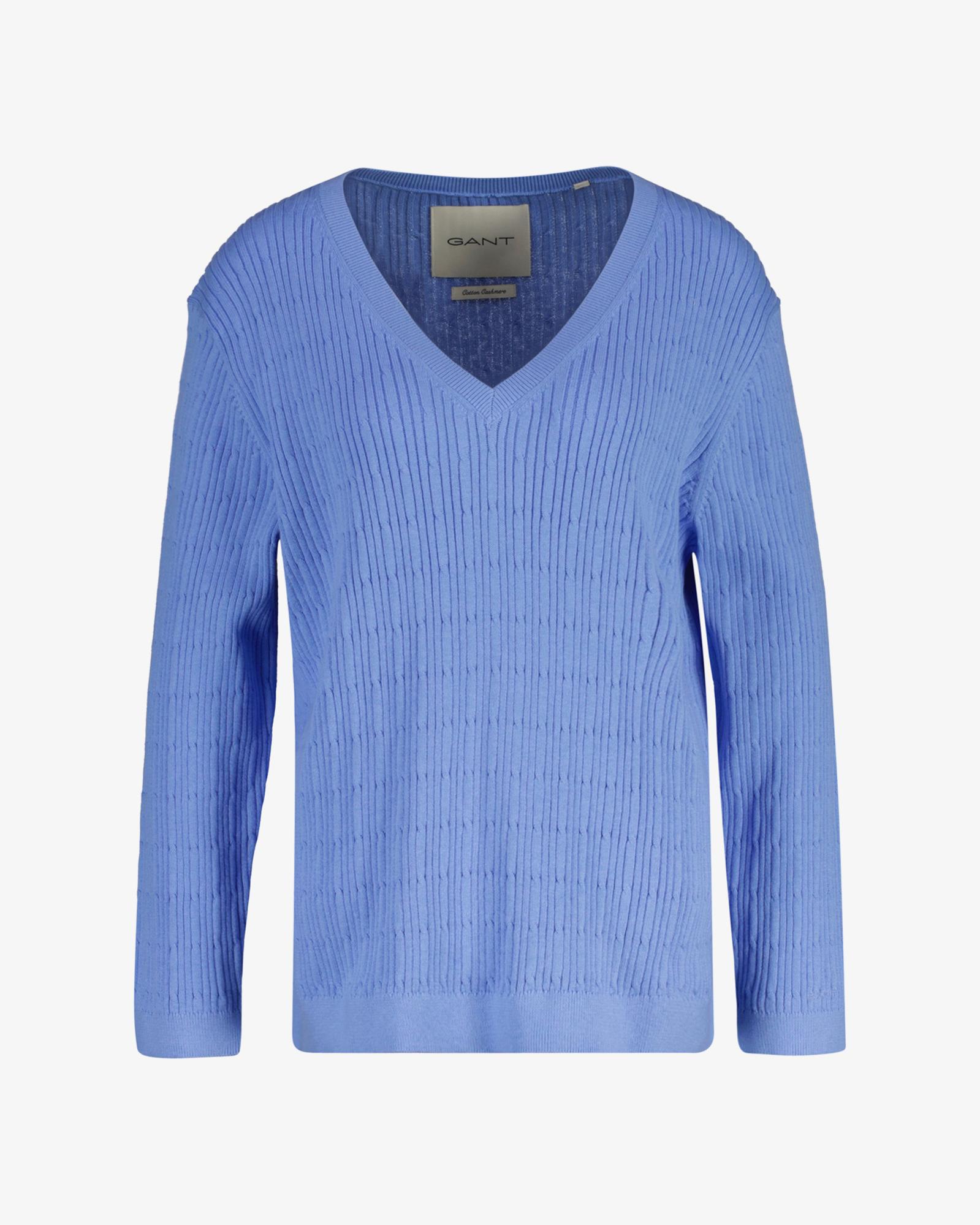 GANT Kadın Mavi Regular Fit V Yaka Kazak