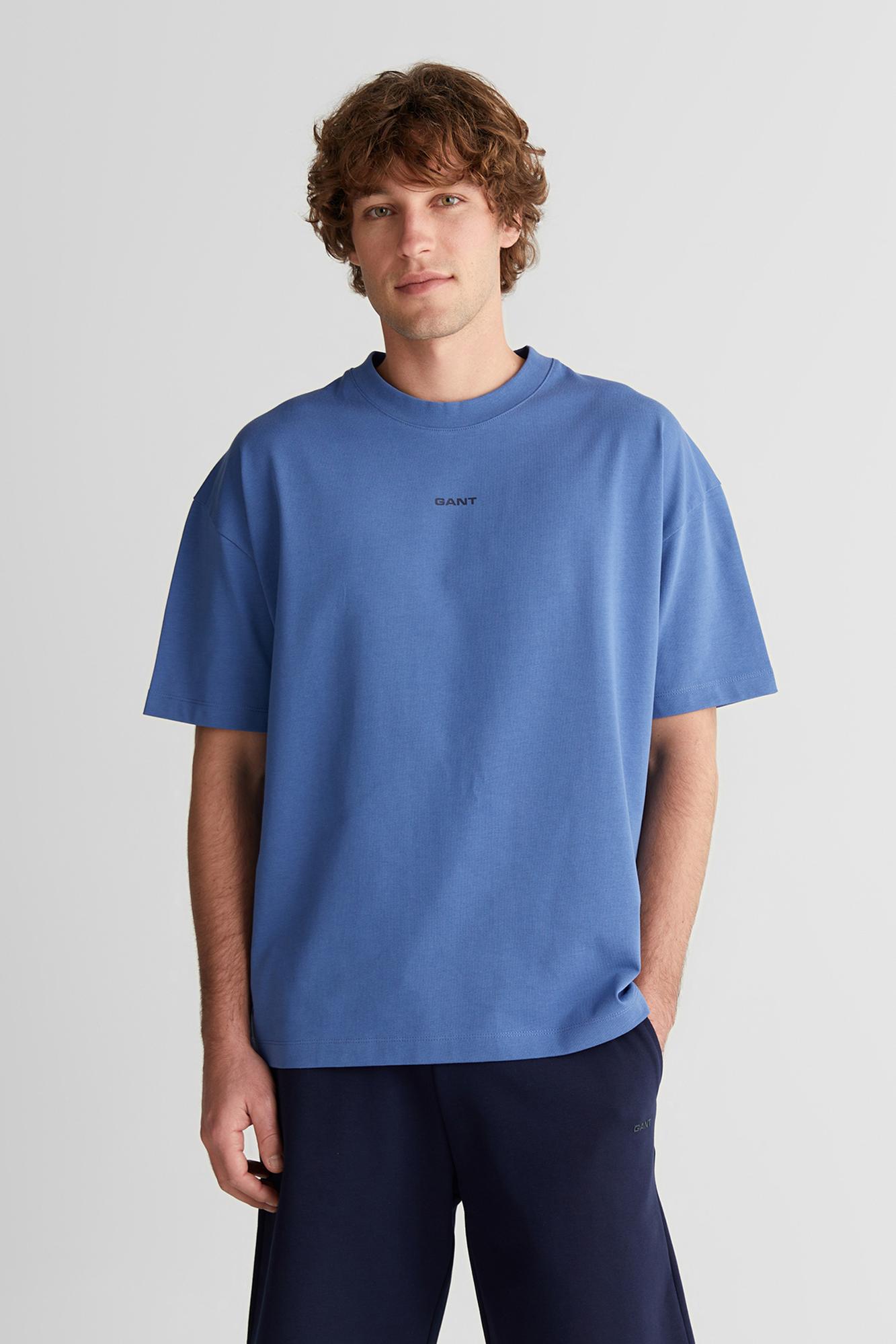 GANT Erkek Mavi Baskılı Kısa Kollu T-Shirt