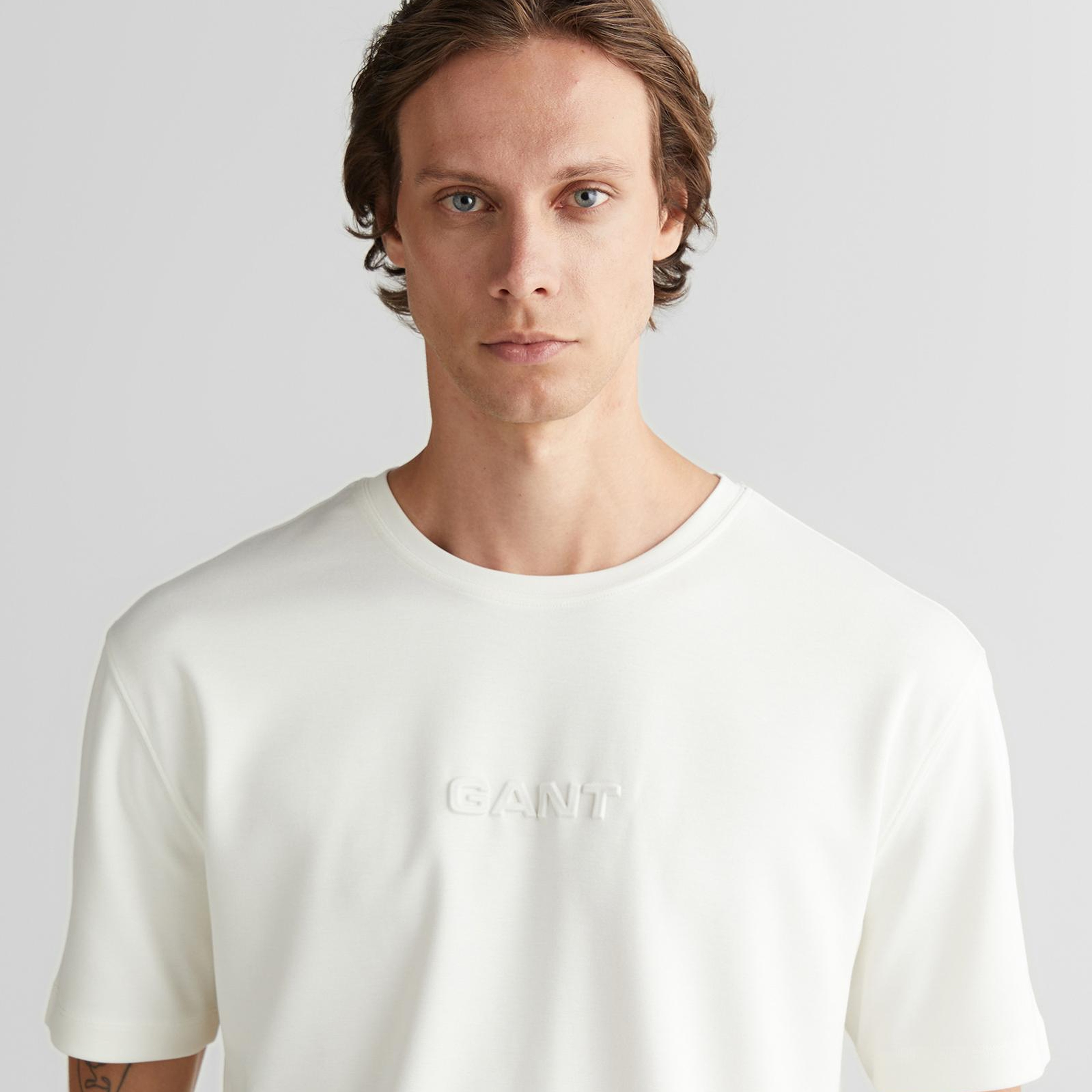 GANT Erkek Beyaz Bisiklet Yaka T-Shirt