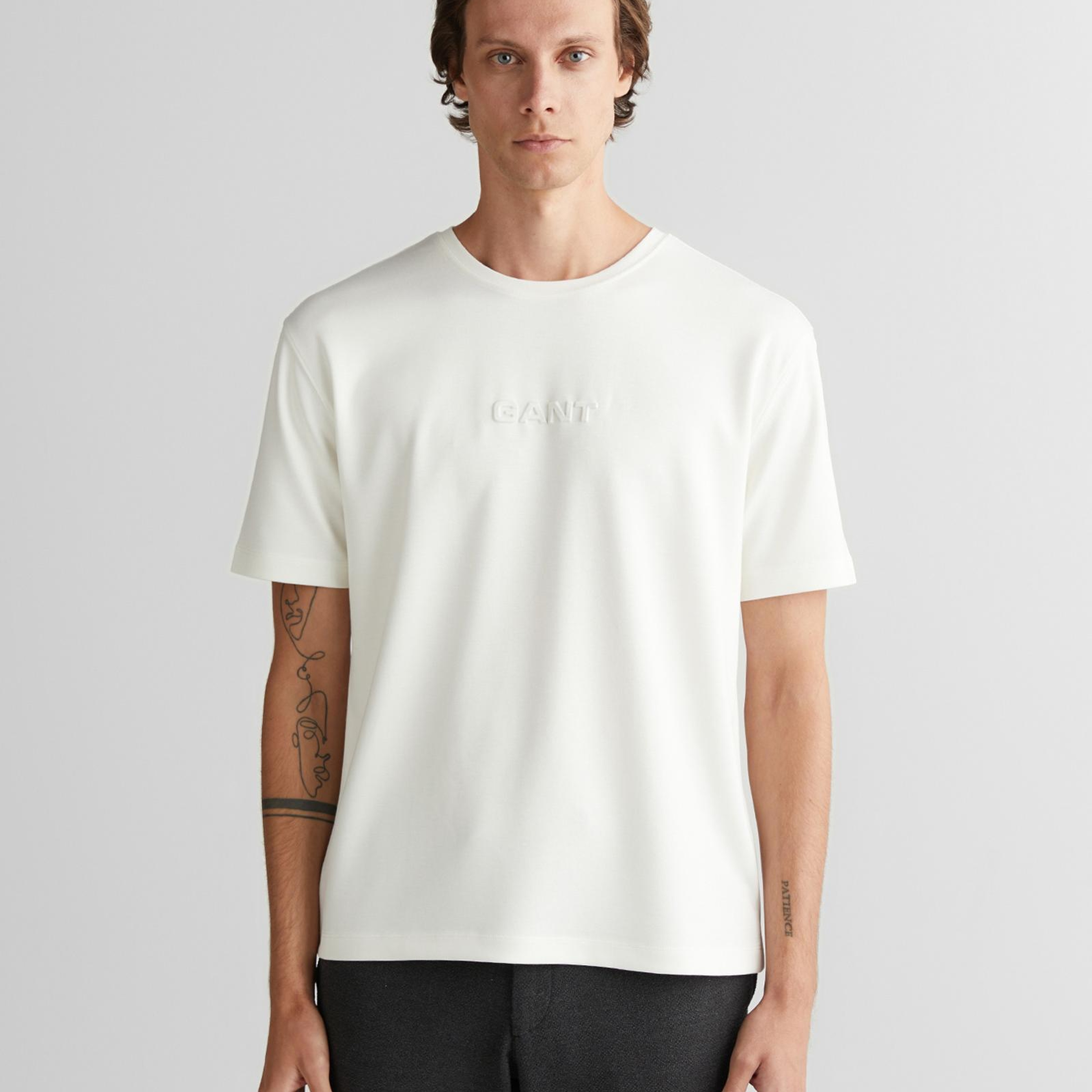 GANT Erkek Beyaz Bisiklet Yaka T-Shirt