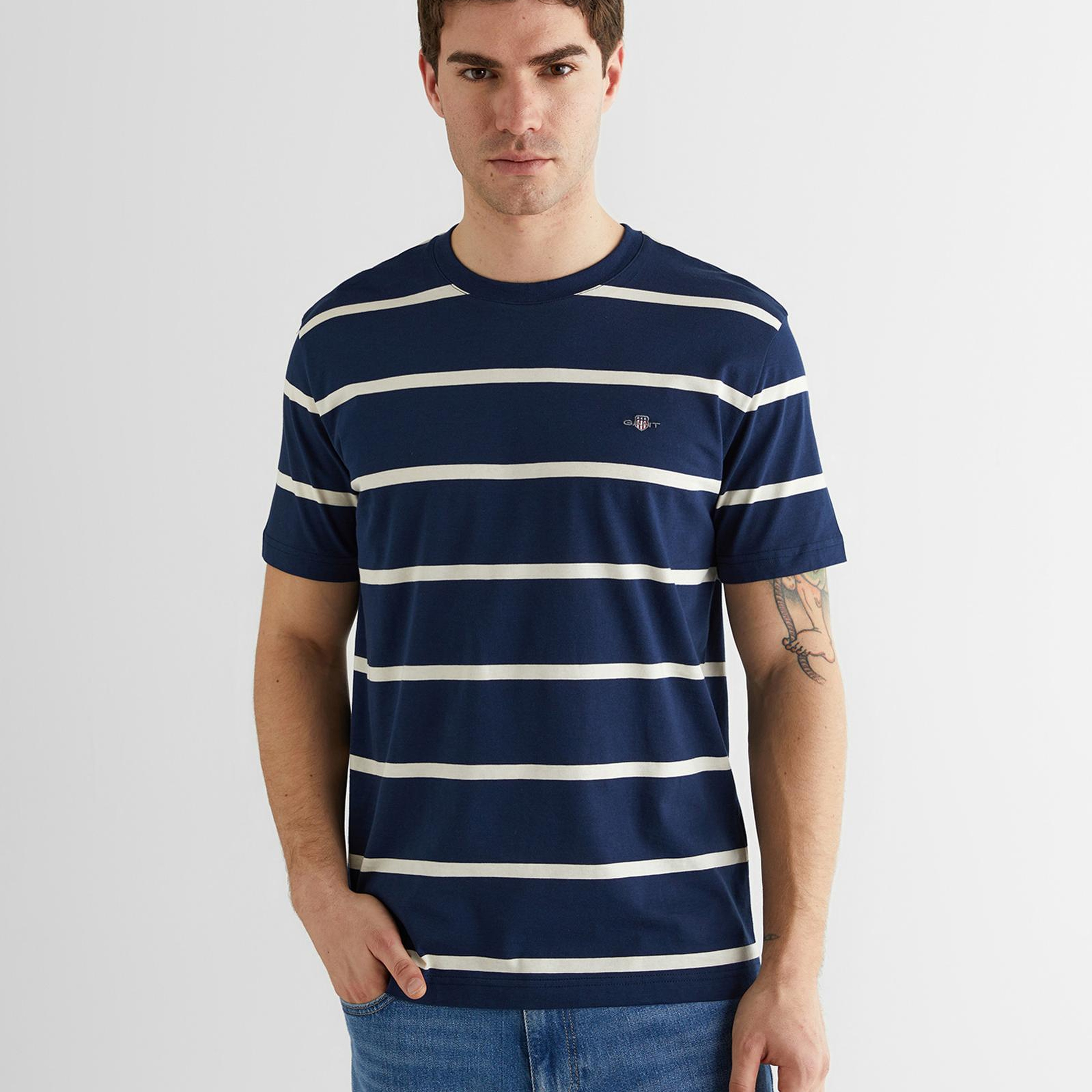 GANT Erkek Lacivert Renk Bloklu Kısa Kollu Logolu T-Shirt