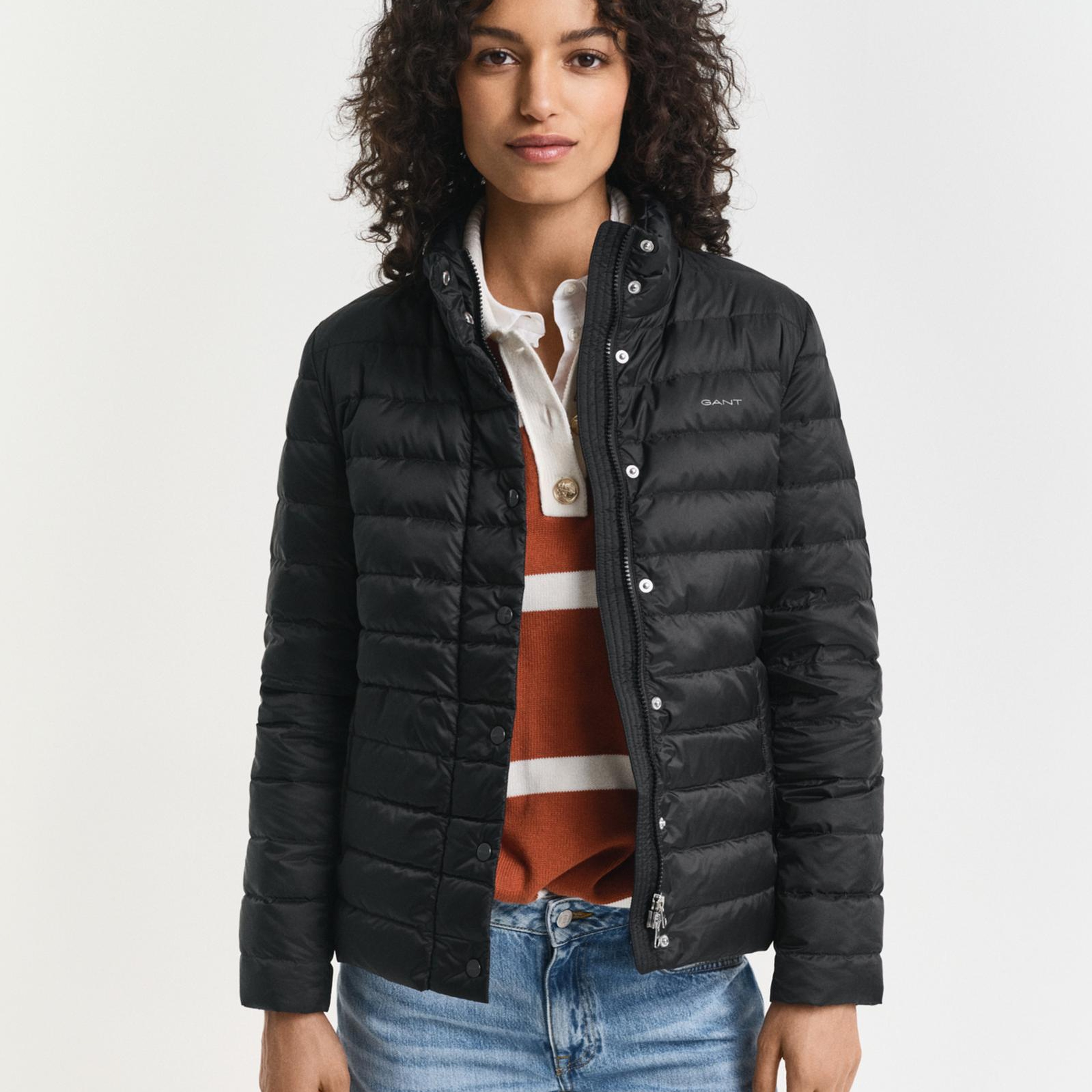 GANT Kadın Siyah Regular Fit Dik Yaka Kaz Tüyü Mont