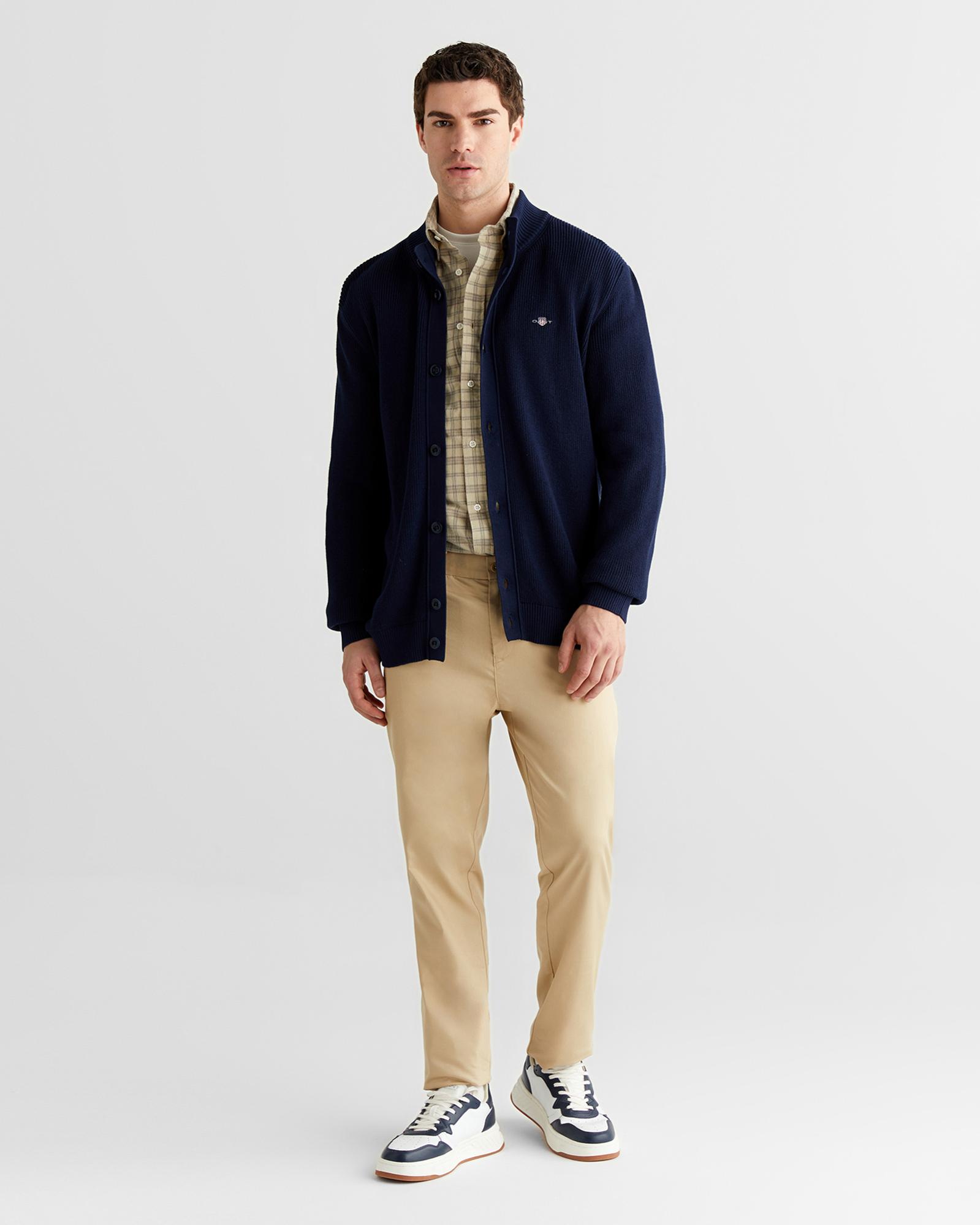 GANT Erkek Lacivert Regular Fit Düğmeli Hırka