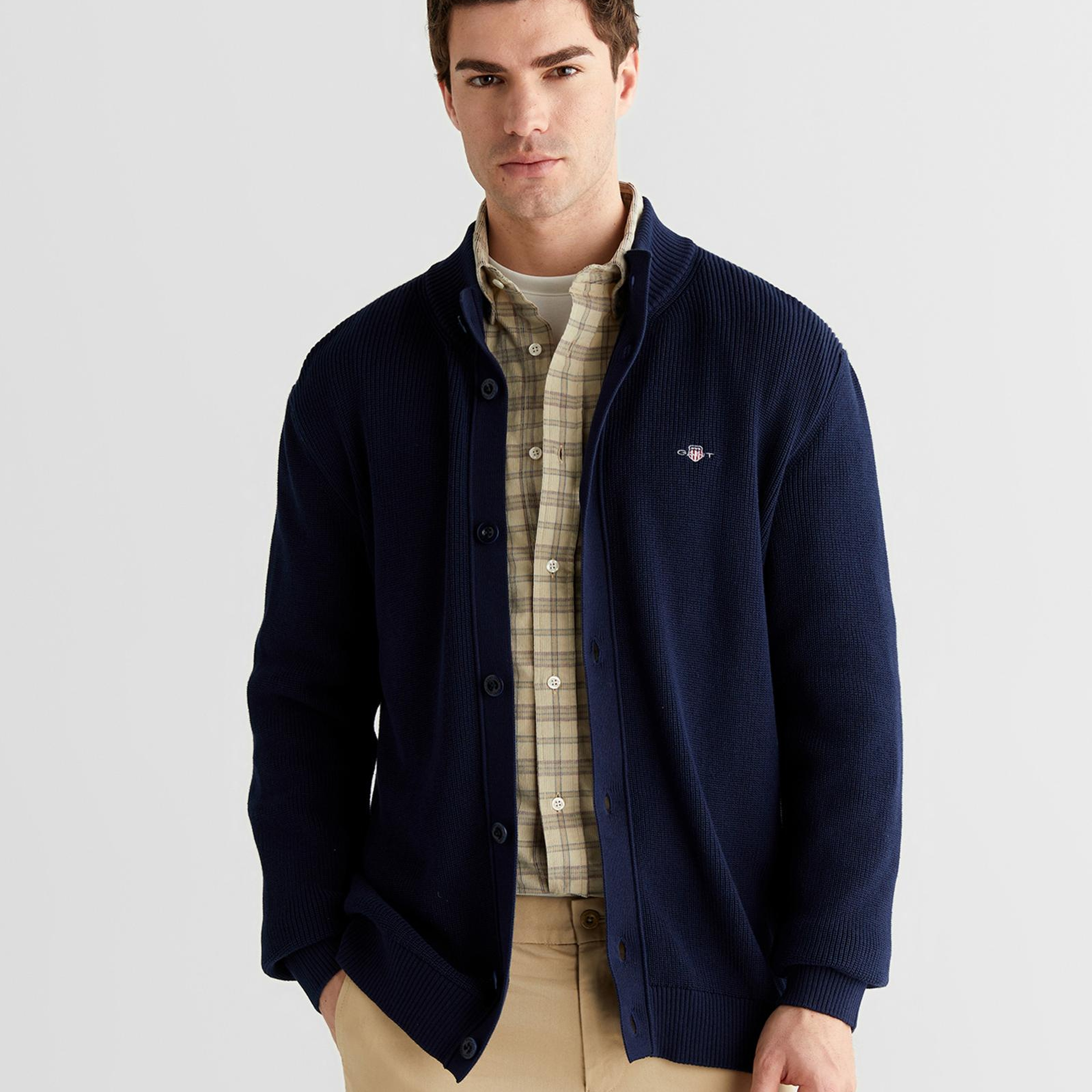 GANT Erkek Lacivert Regular Fit Düğmeli Hırka