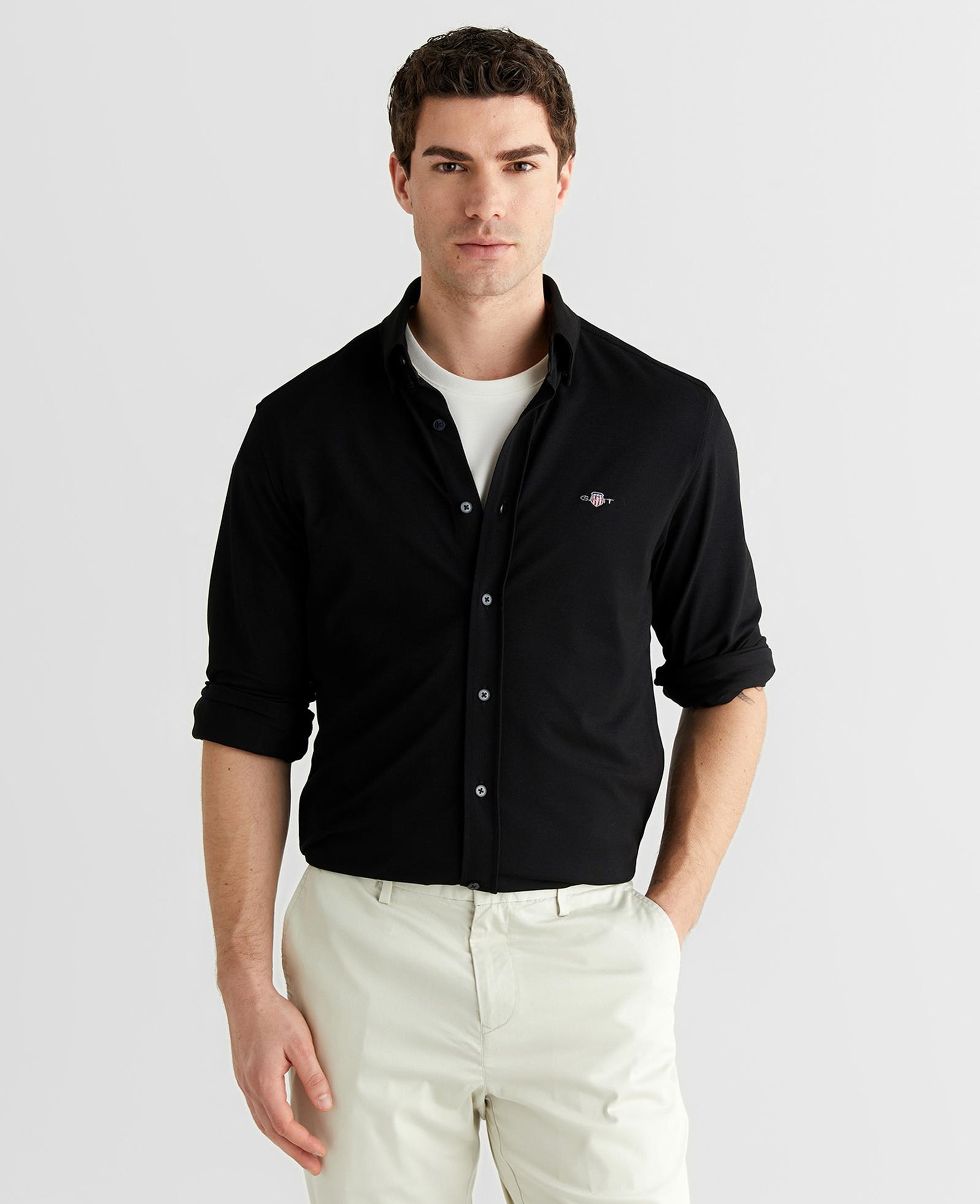 GANT Erkek Siyah Regular Fit Gömlek Yaka Gömlek