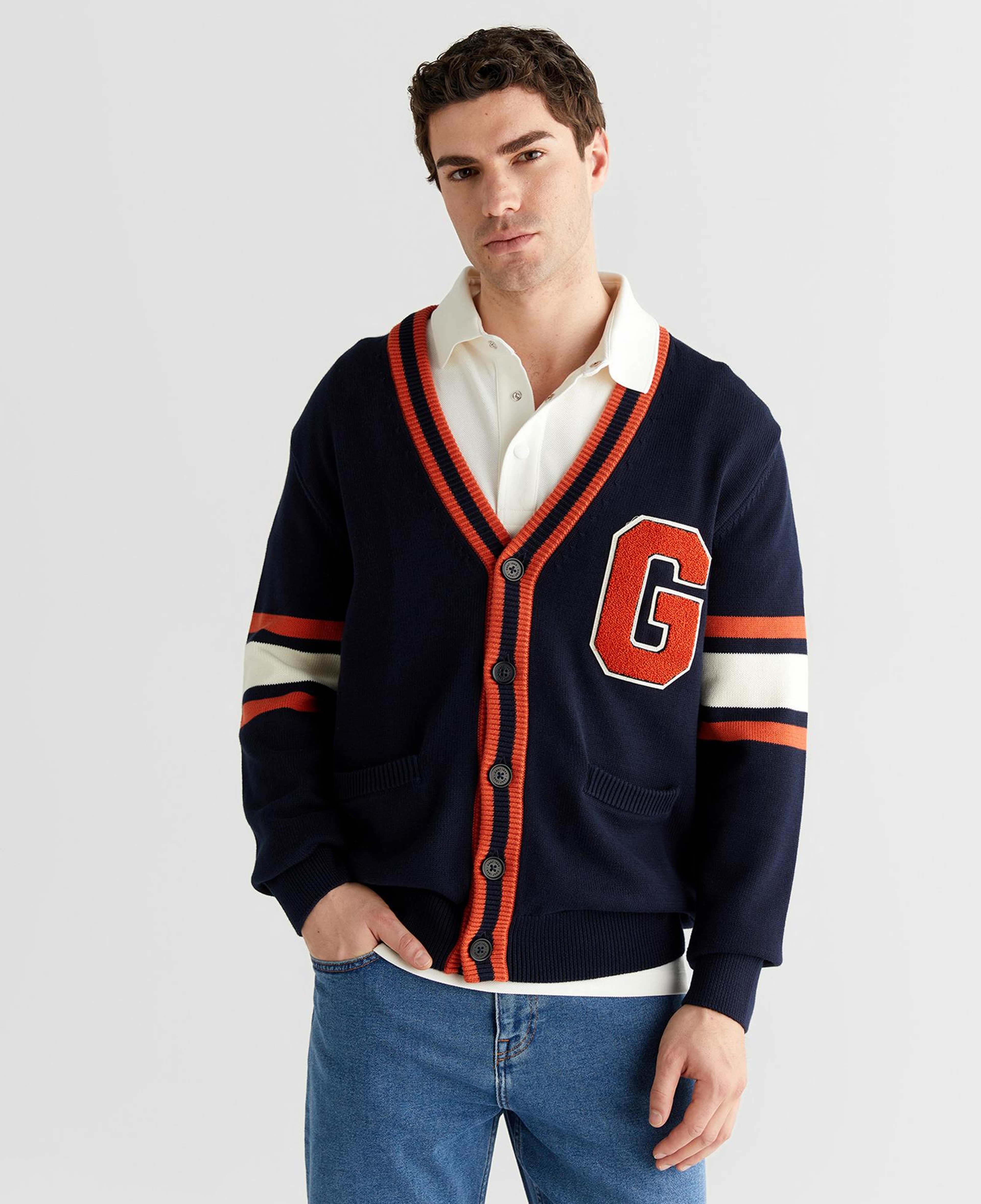 GANT Erkek Lacivert Regular Fit V Yaka Triko