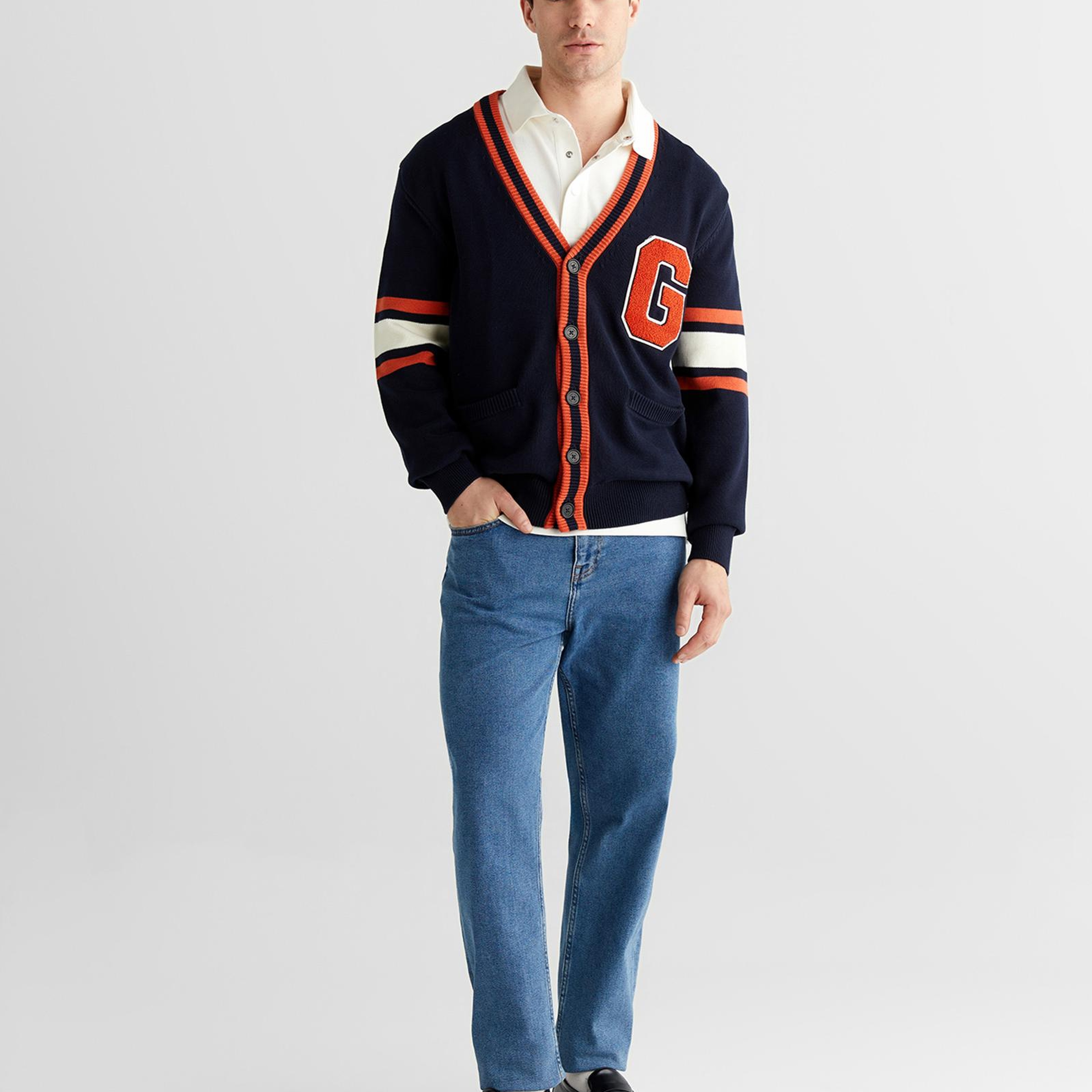 GANT Erkek Lacivert Regular Fit V Yaka Triko