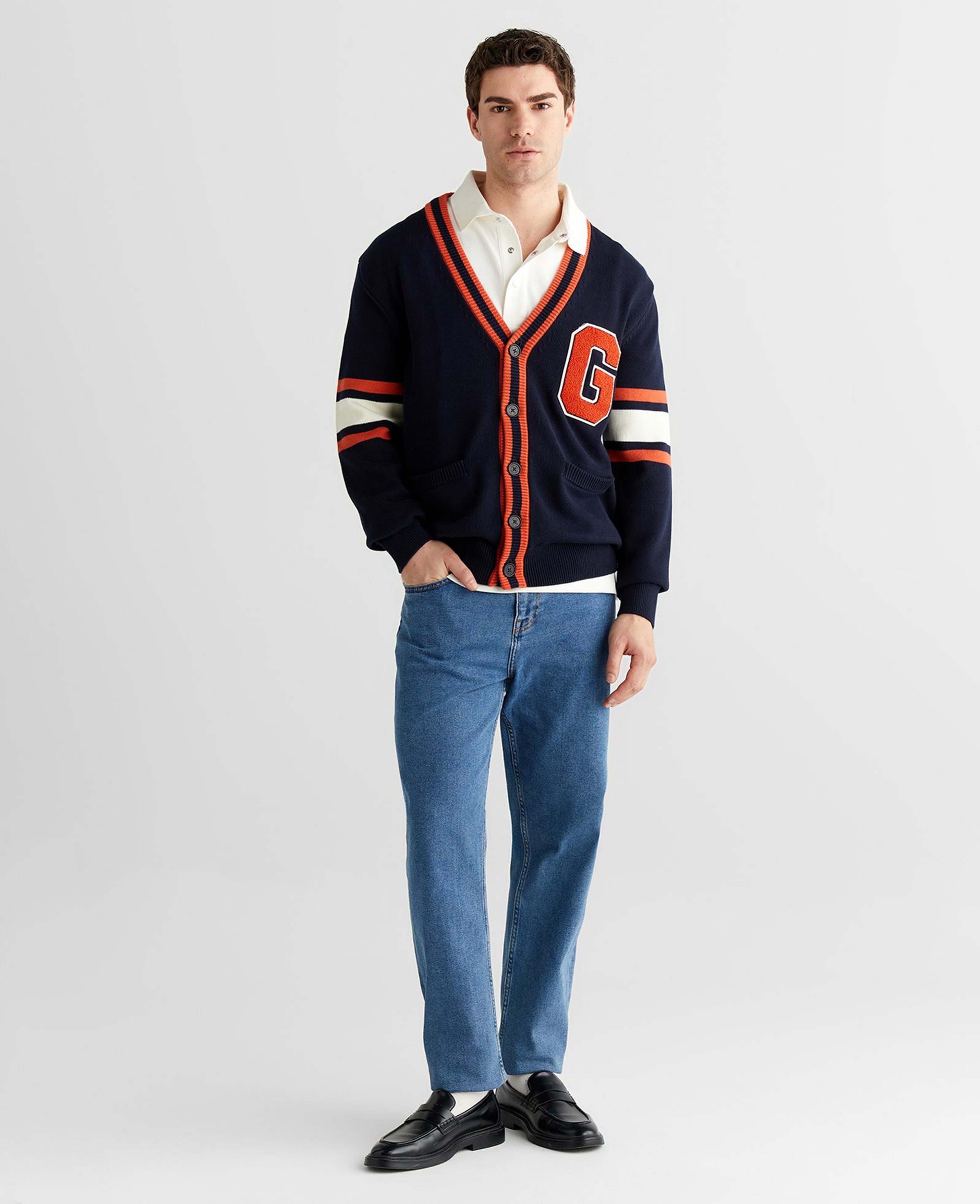 GANT Erkek Lacivert Regular Fit V Yaka Triko