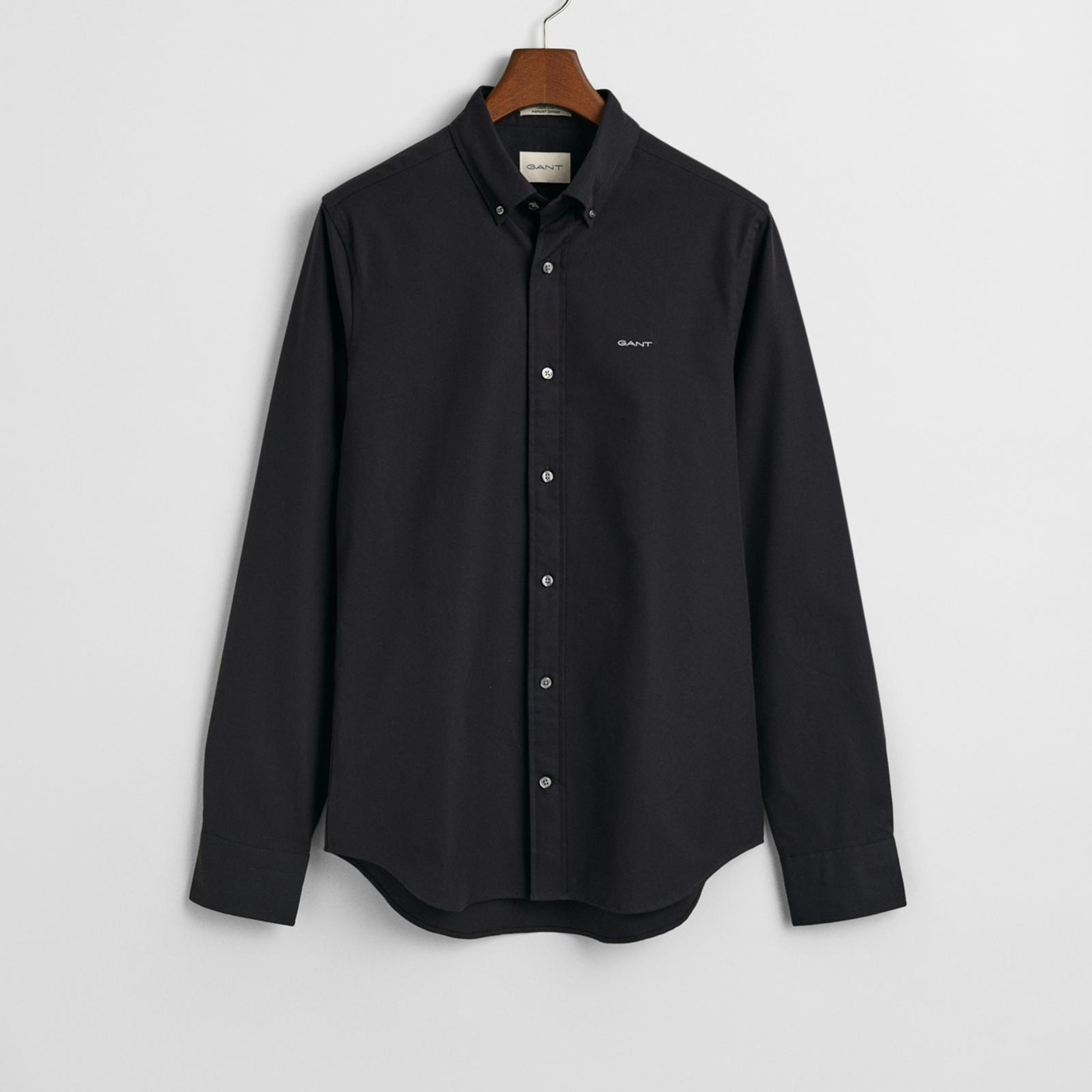 GANT Erkek Siyah Slim Fit Düğmeli Yaka Oxford Gömlek