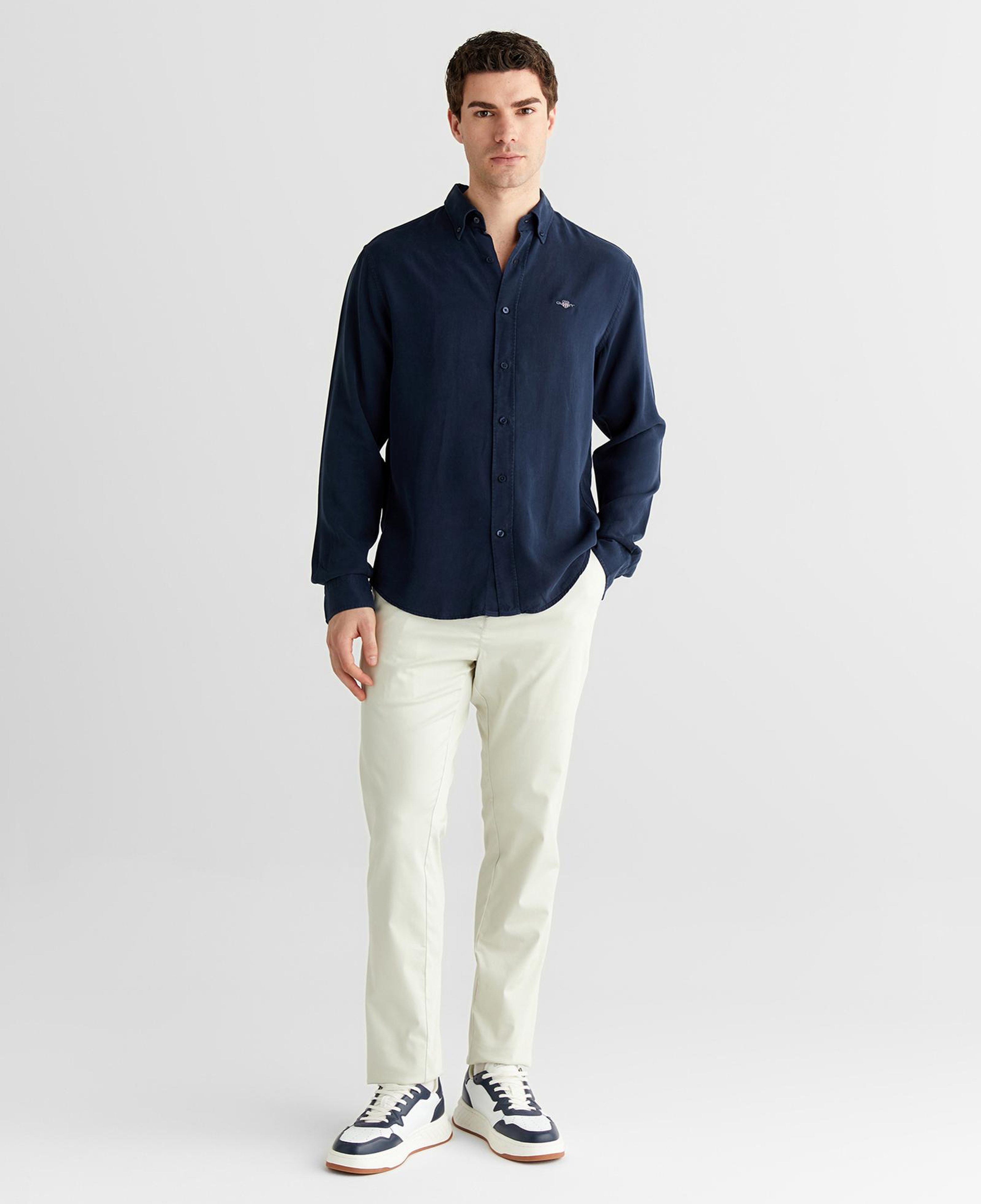 GANT Erkek Lacivert Regular Fit Düğmeli Yaka Gömlek