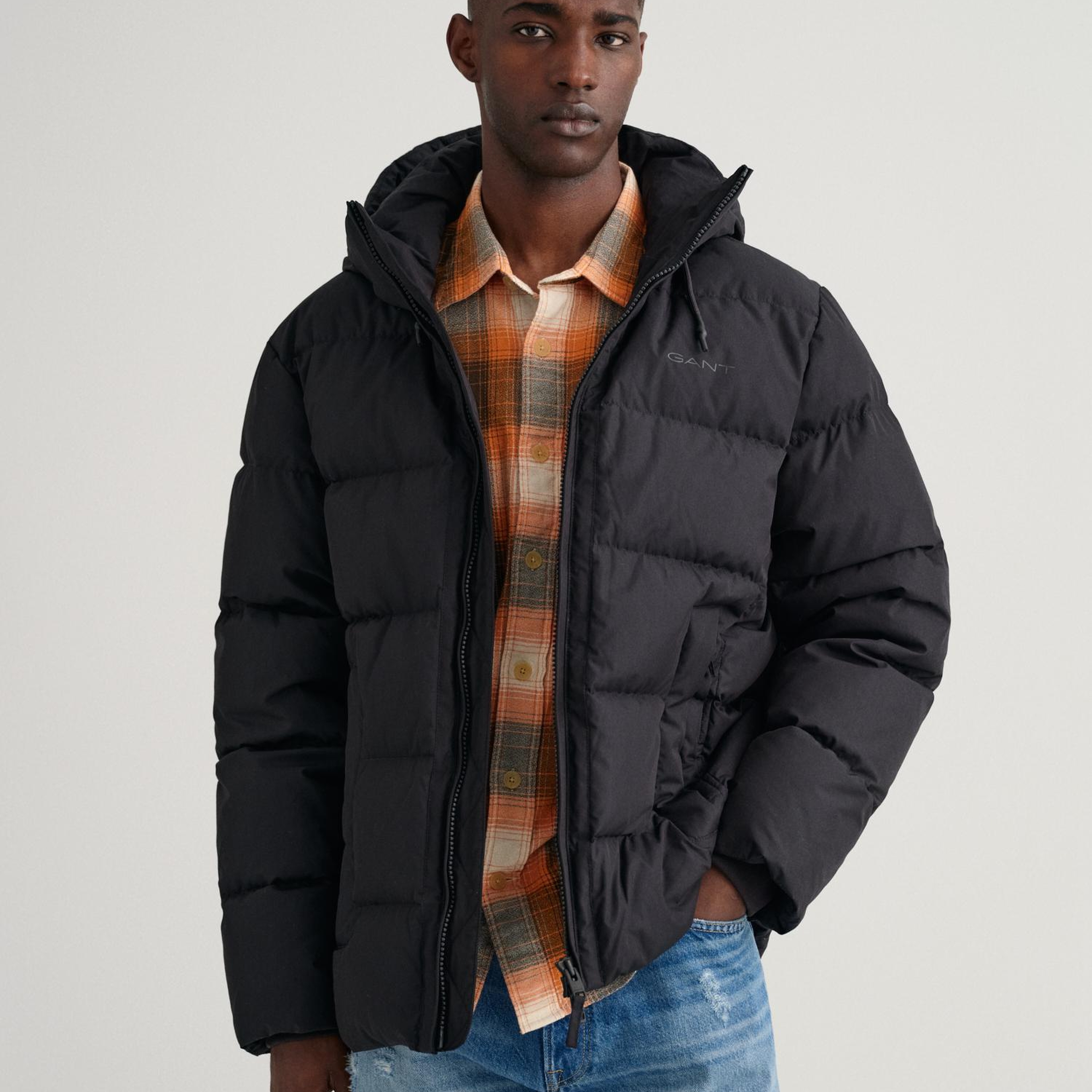 Gant Erkek Siyah Regular Fit Kapüşonlu Mont