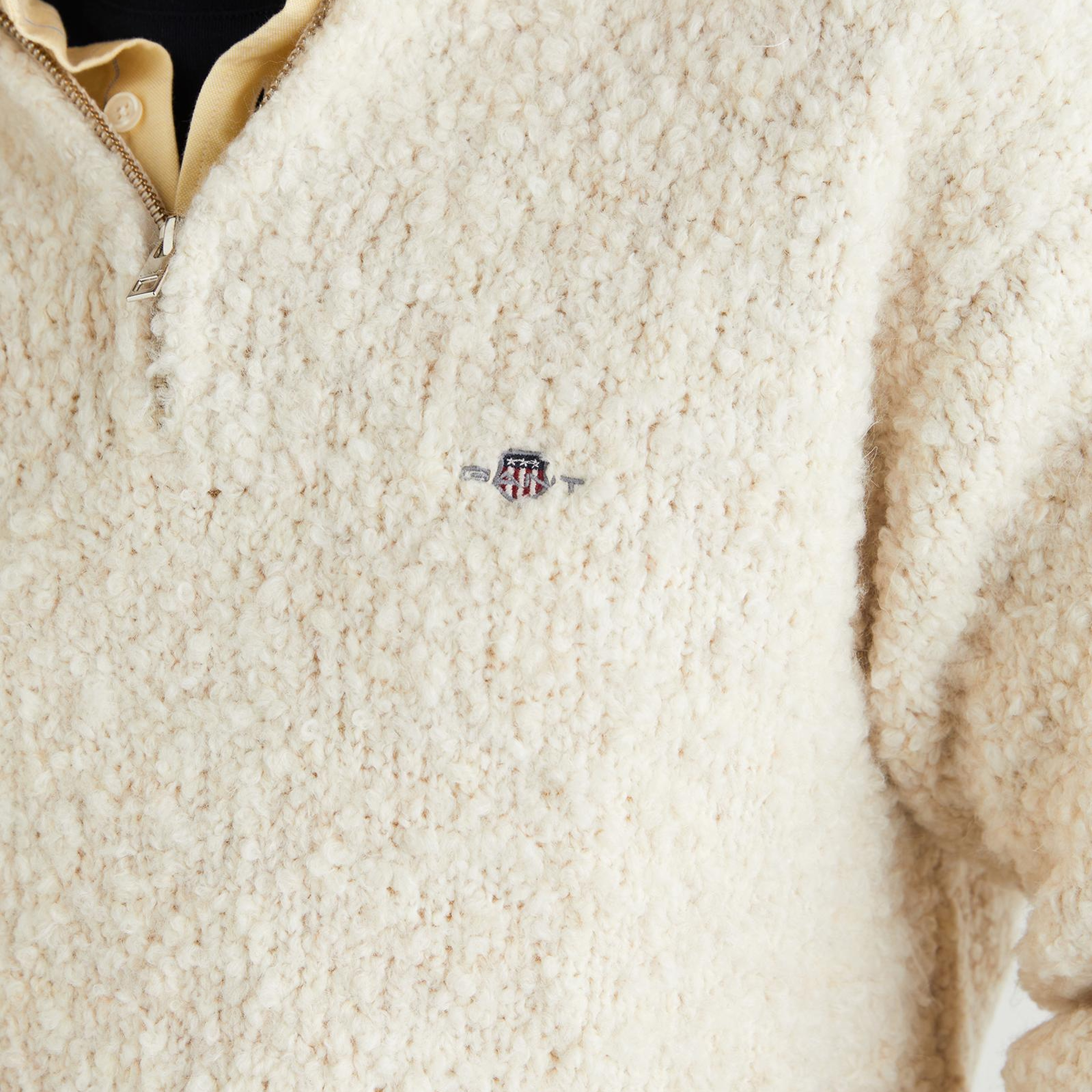 GANT Kadın Krem Relaxed Fit Yarım Fermuarlı Triko