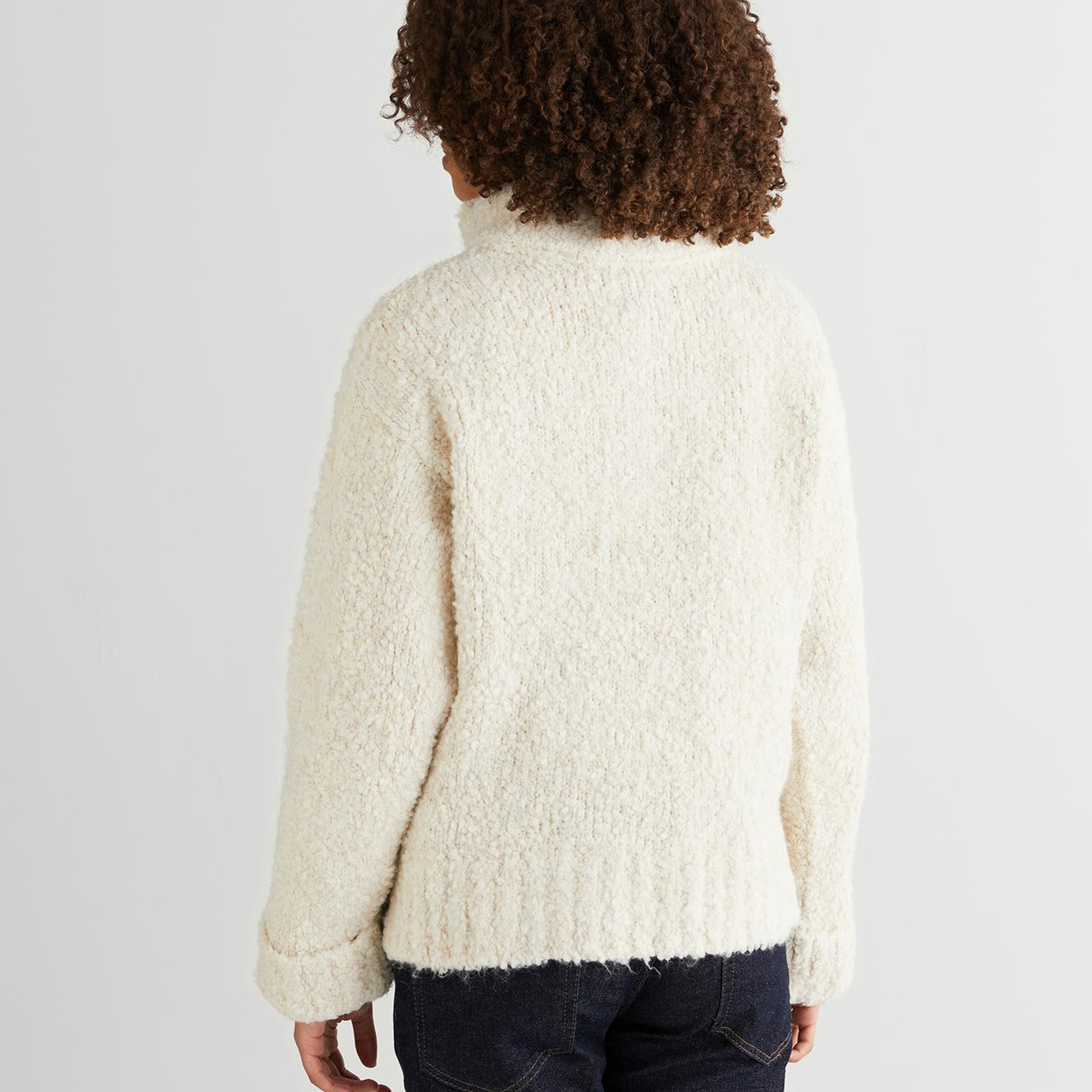 GANT Kadın Krem Relaxed Fit Yarım Fermuarlı Triko