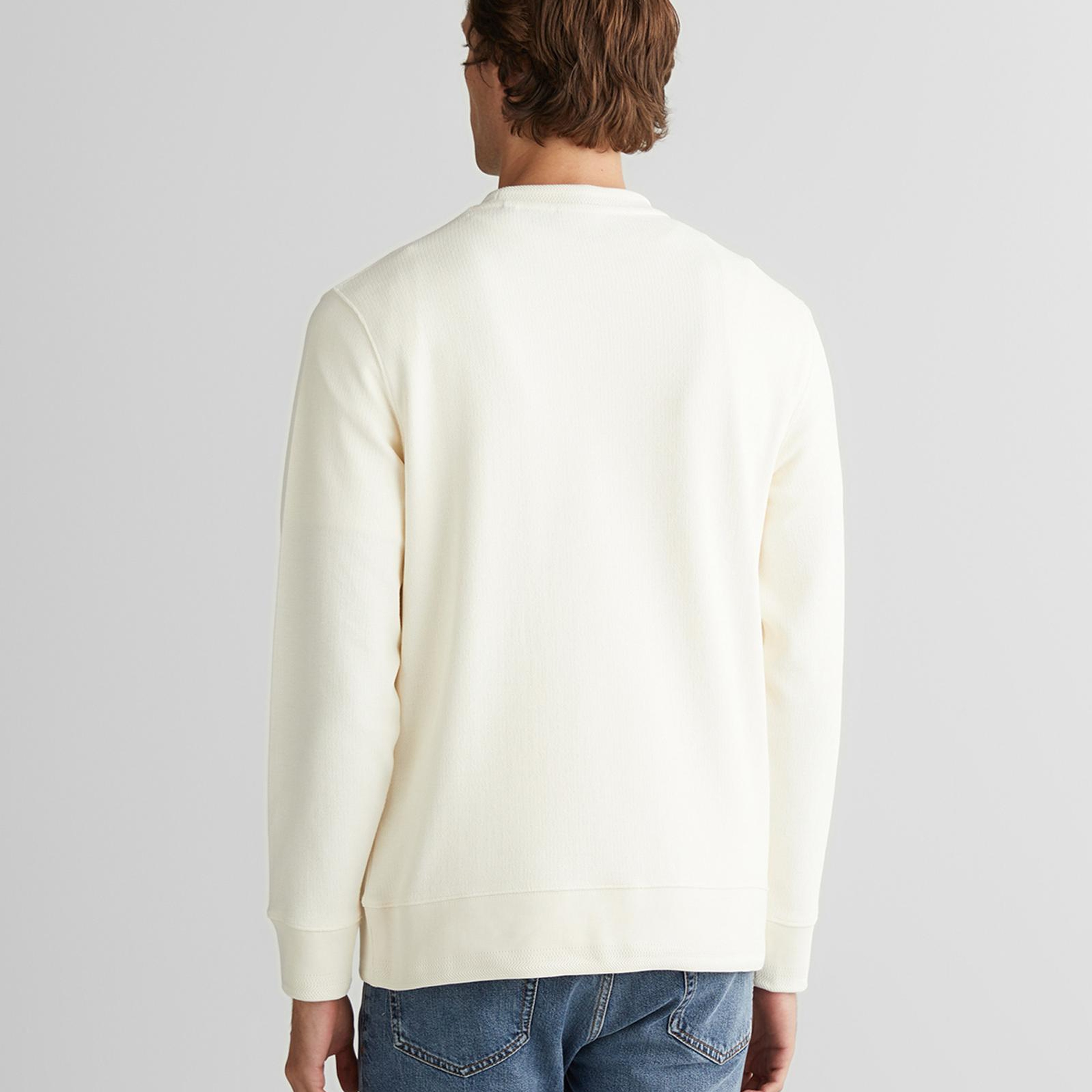 GANT Erkek Krem Bisiklet Yaka Sweatshirt