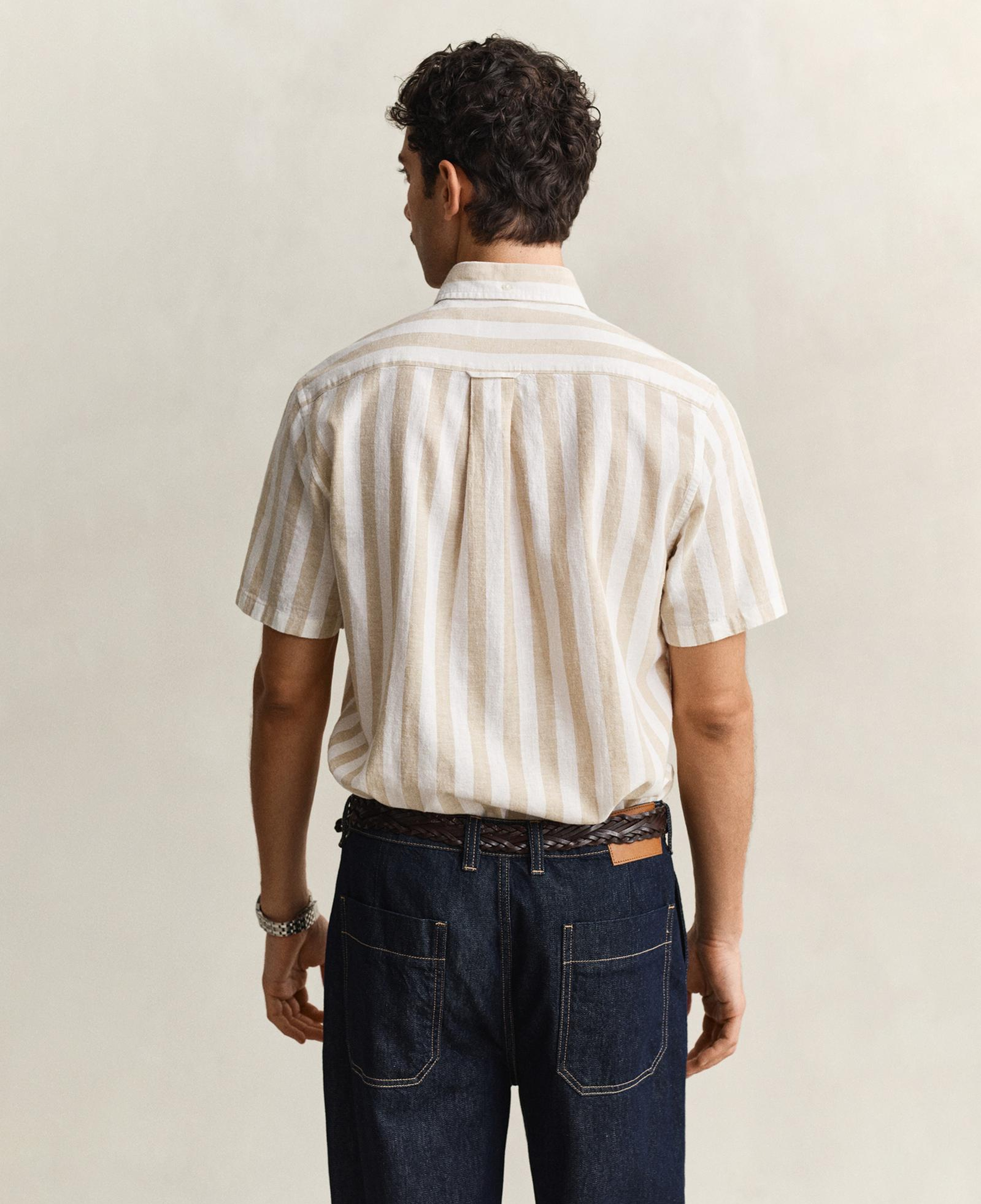 GANT Erkek Bej Regular Fit Çizgili Logolu Gömlek
