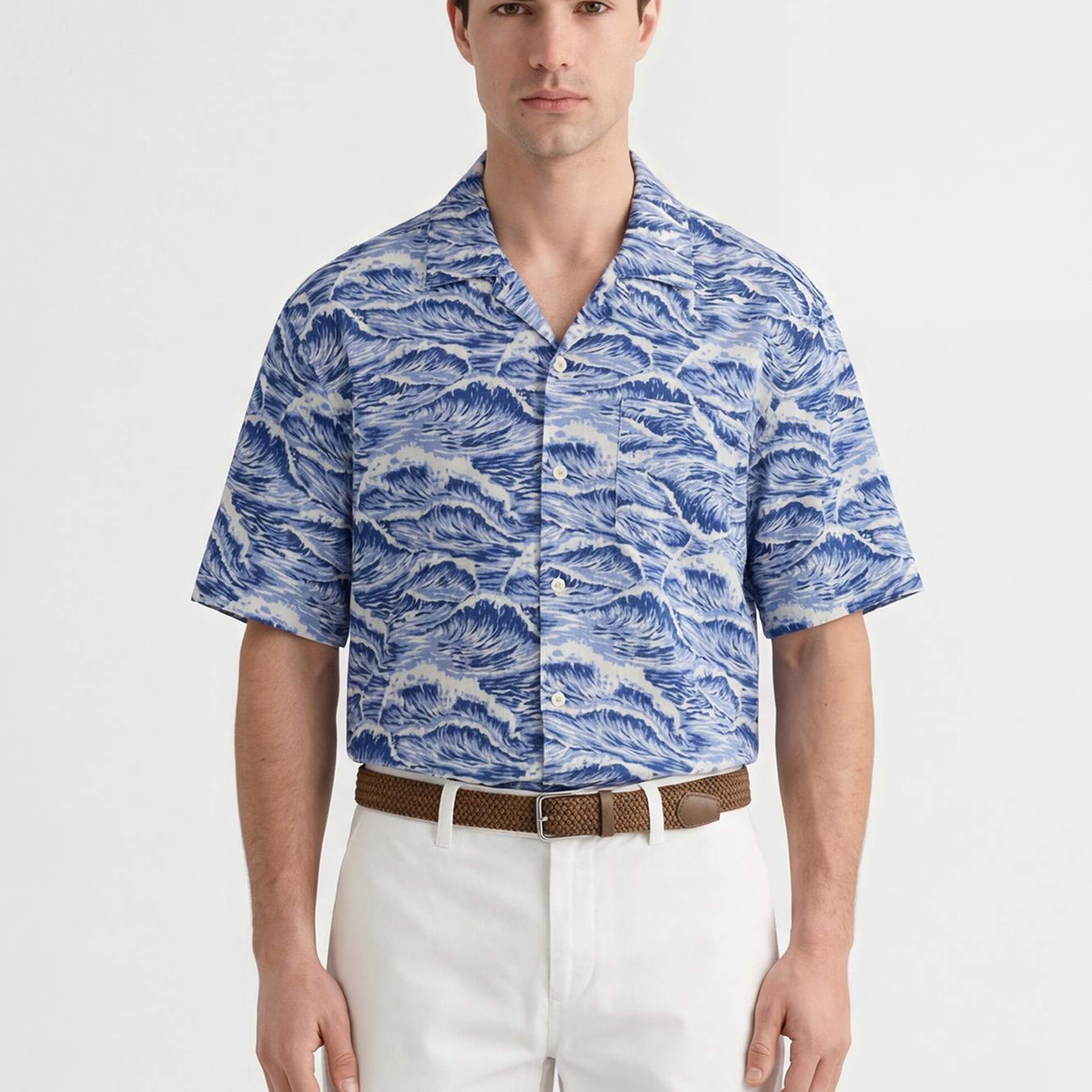 GANT Erkek Mavi Relaxed Fit Baskılı Gömlek