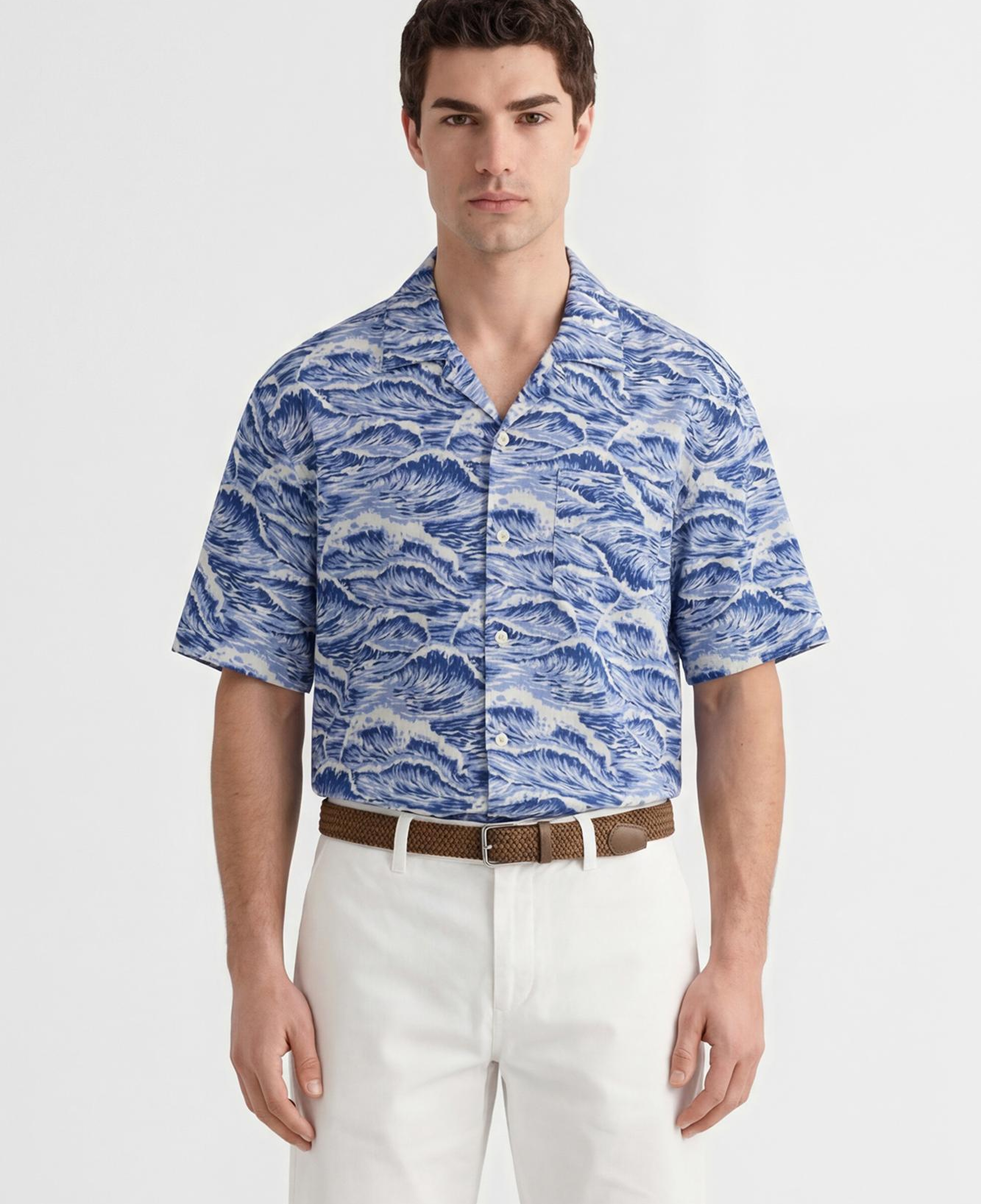 GANT Erkek Mavi Relaxed Fit Baskılı Gömlek