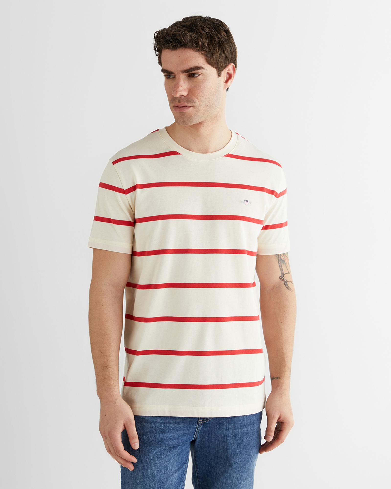 GANT Erkek Krem Renk Bloklu Kısa Kollu Logolu T-Shirt