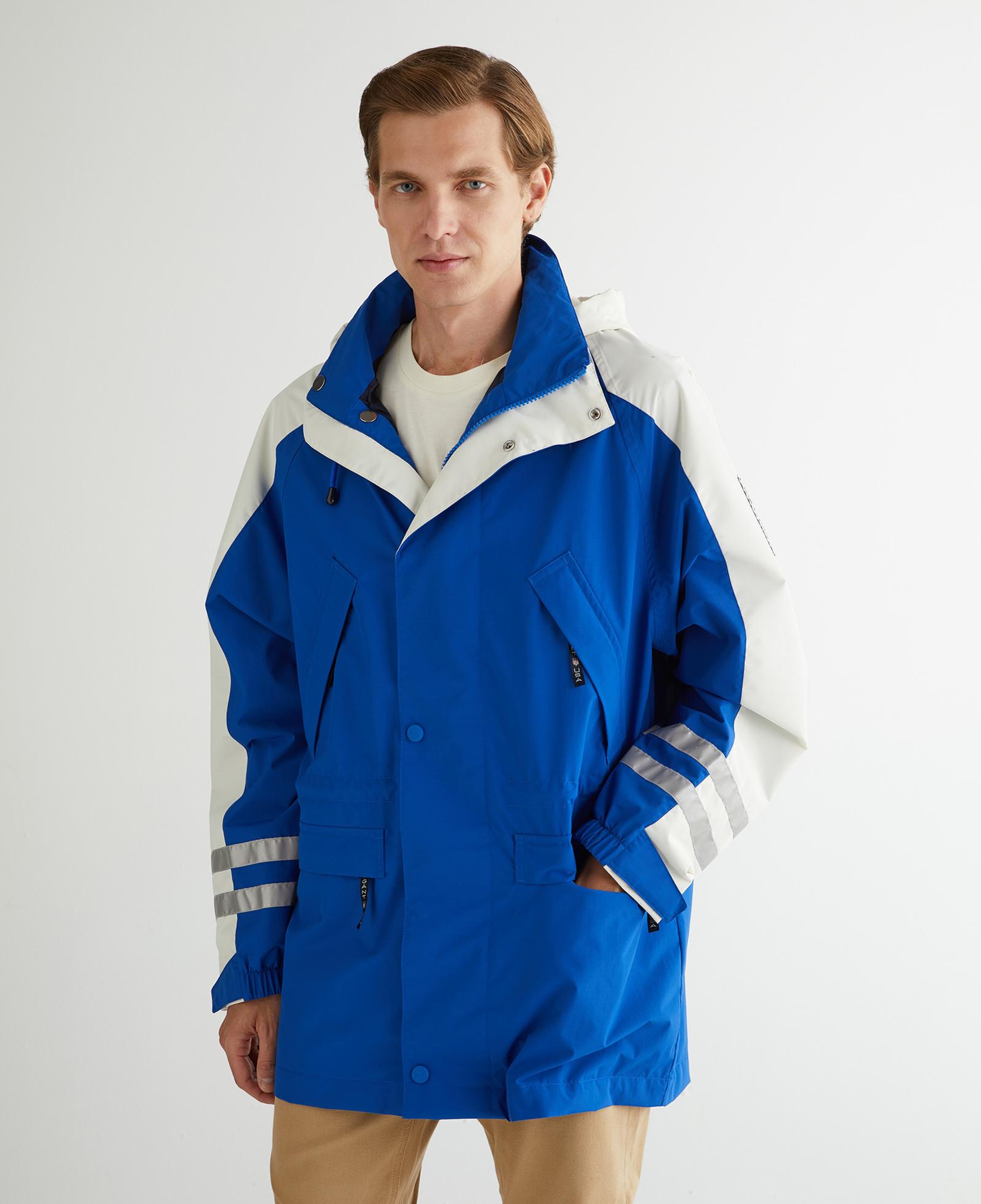 GANT Erkek Lacivert Relaxed Fit Kapüşonlu Renk Bloklu Mont