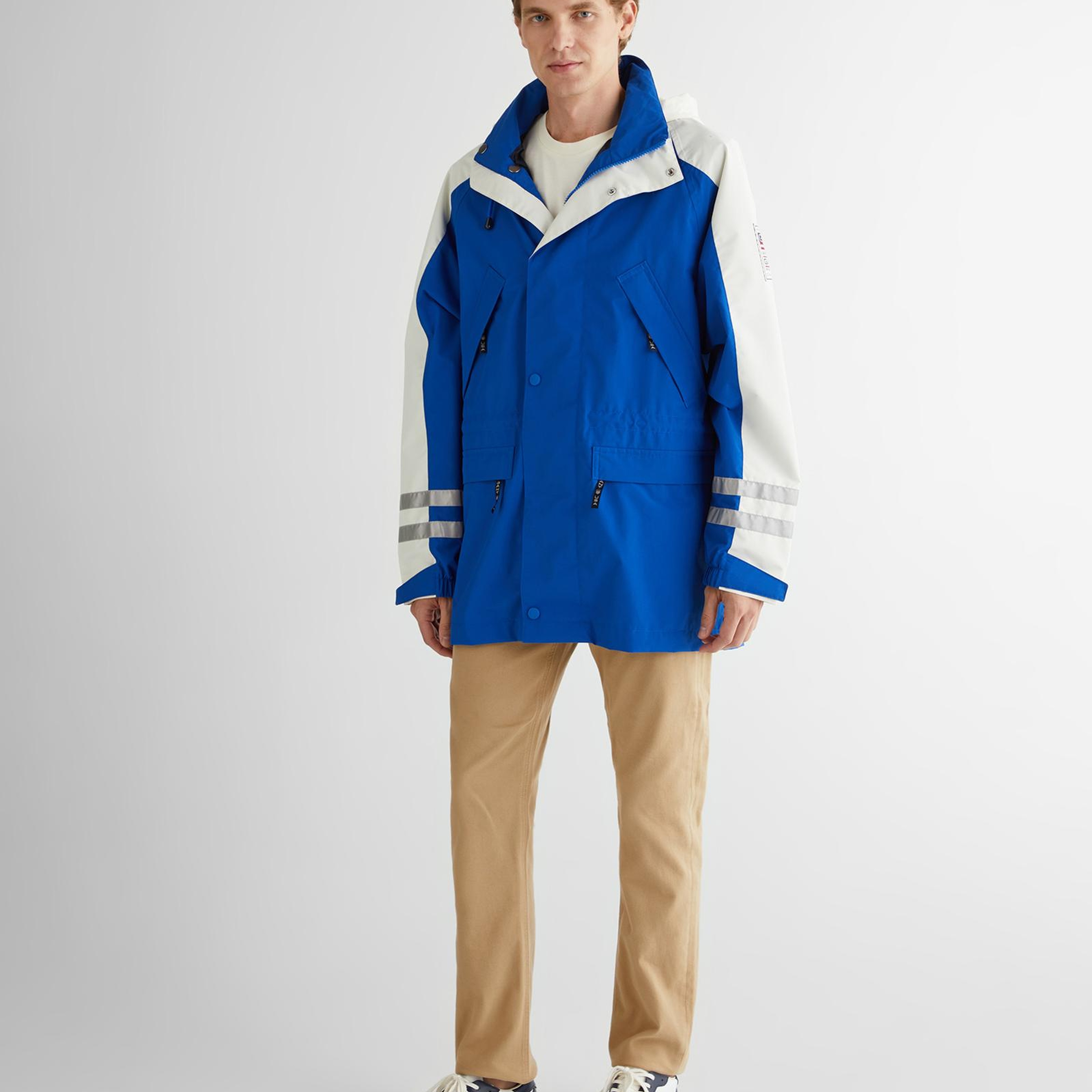 GANT Erkek Lacivert Relaxed Fit Kapüşonlu Renk Bloklu Mont