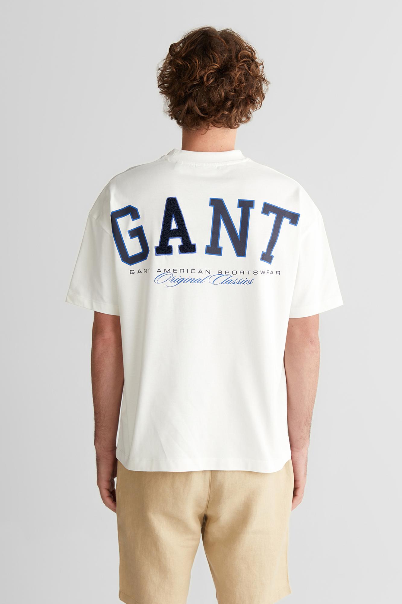 GANT Erkek Beyaz Baskılı Kısa Kollu T-Shirt