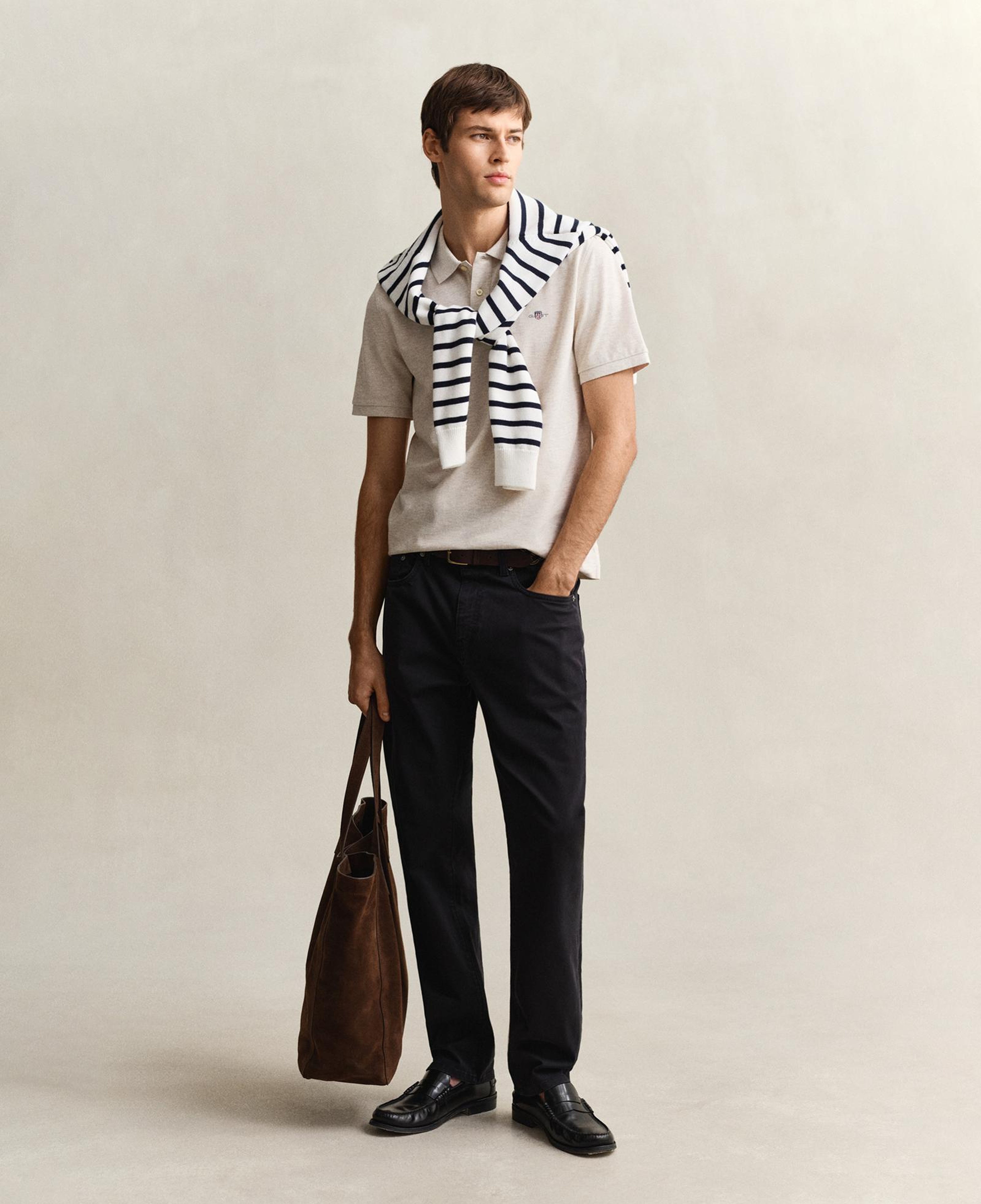 GANT Erkek Bej Regular Fit Logolu Polo Yaka T-Shirt
